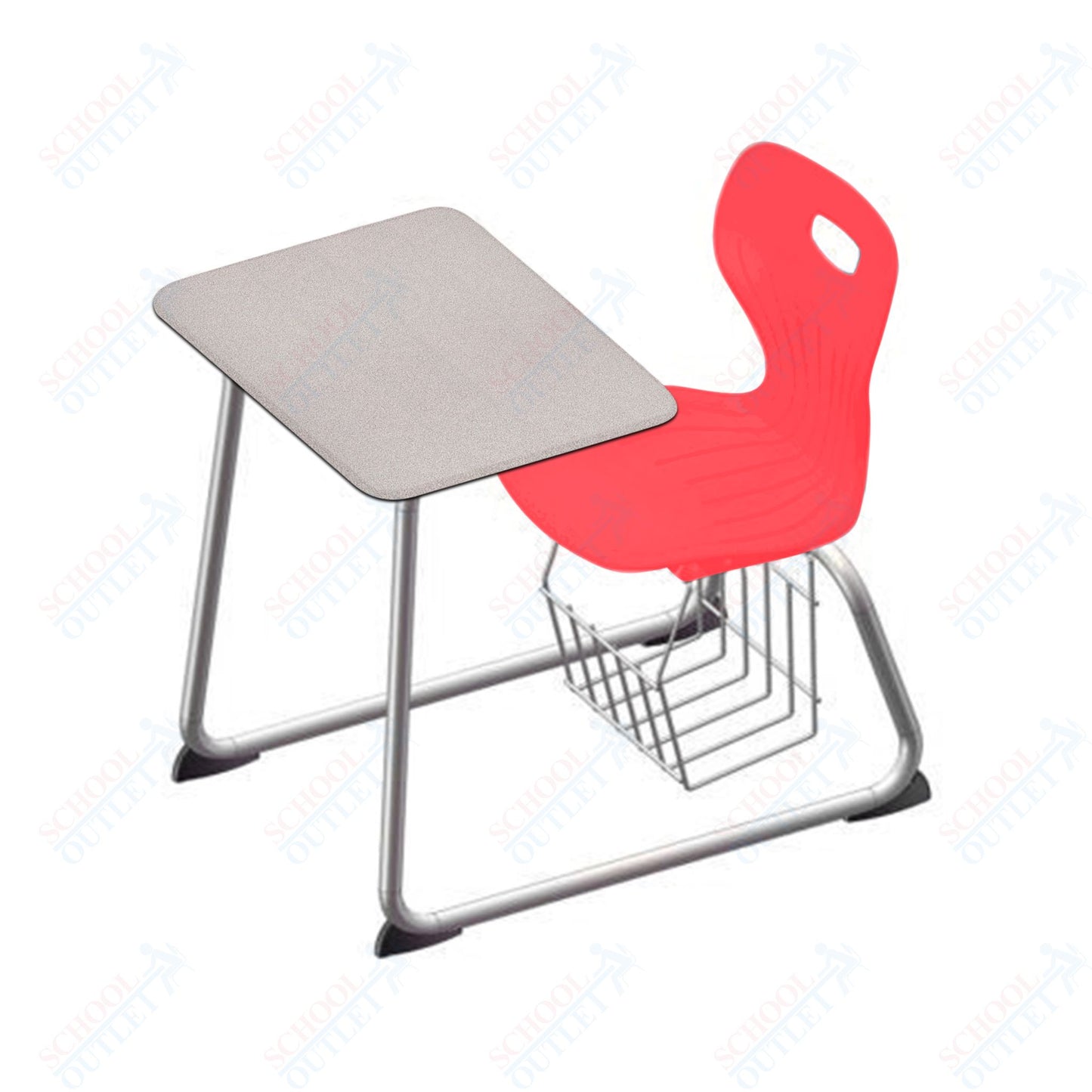 USA Capitol Euroflex 16" Seat Height Sled Combo Desks with Book Basket Hard Palstic Top (USC-3016HP)