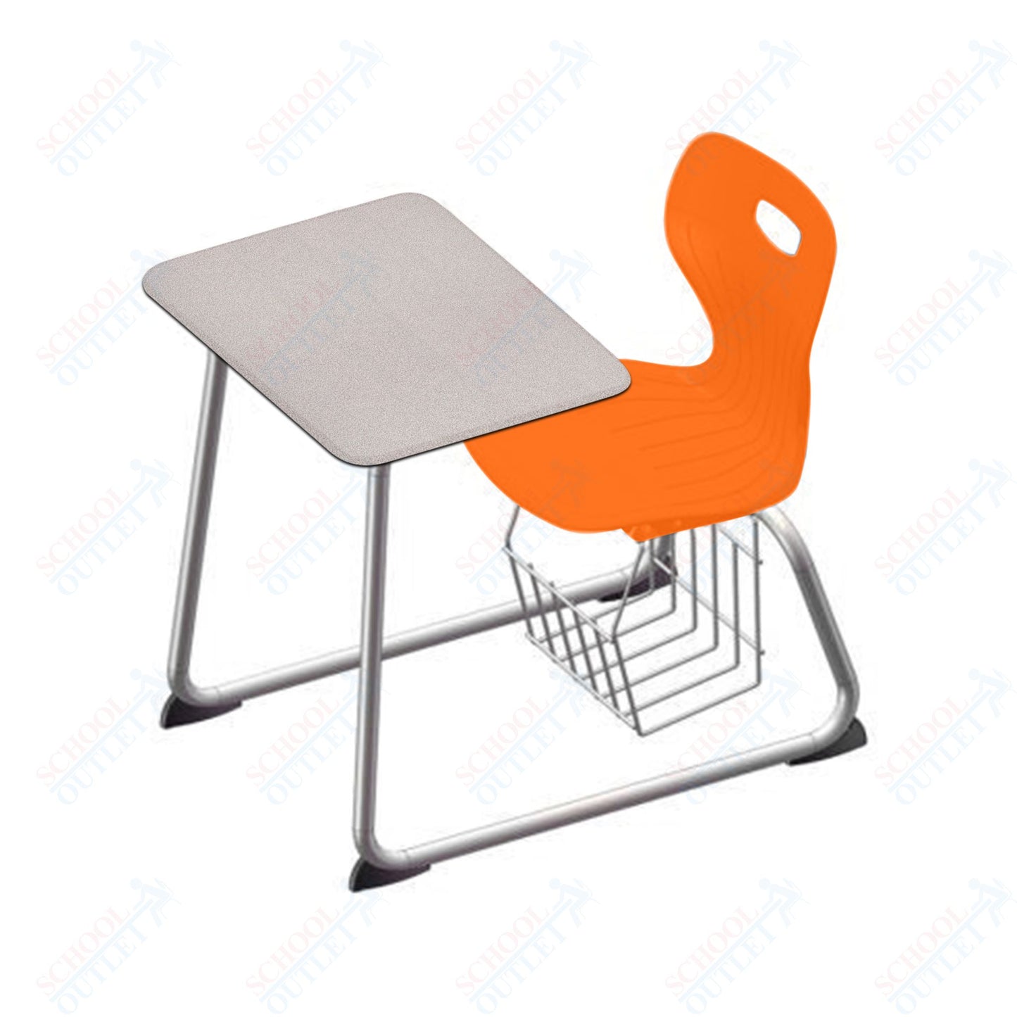 USA Capitol Euroflex 16" Seat Height Sled Combo Desks with Book Basket Hard Palstic Top (USC-3016HP)