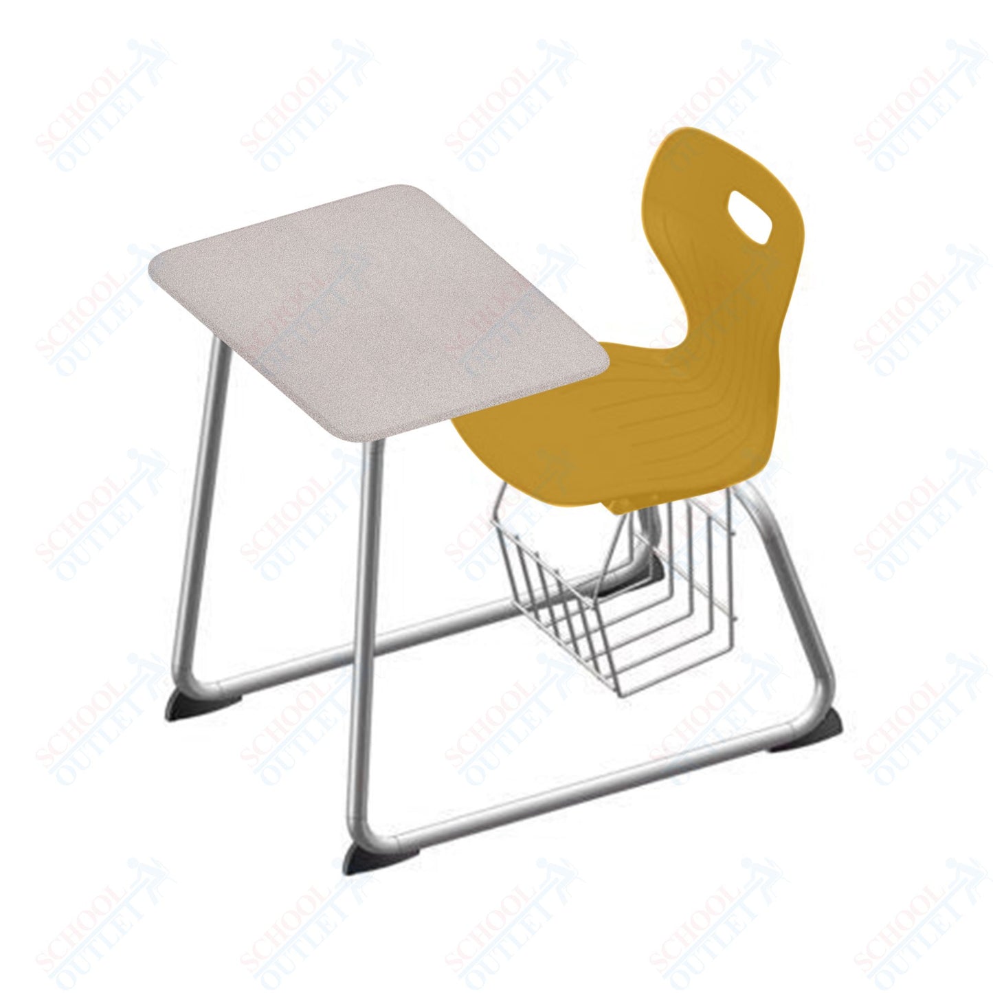 USA Capitol Euroflex 16" Seat Height Sled Combo Desks with Book Basket Hard Palstic Top (USC-3016HP)