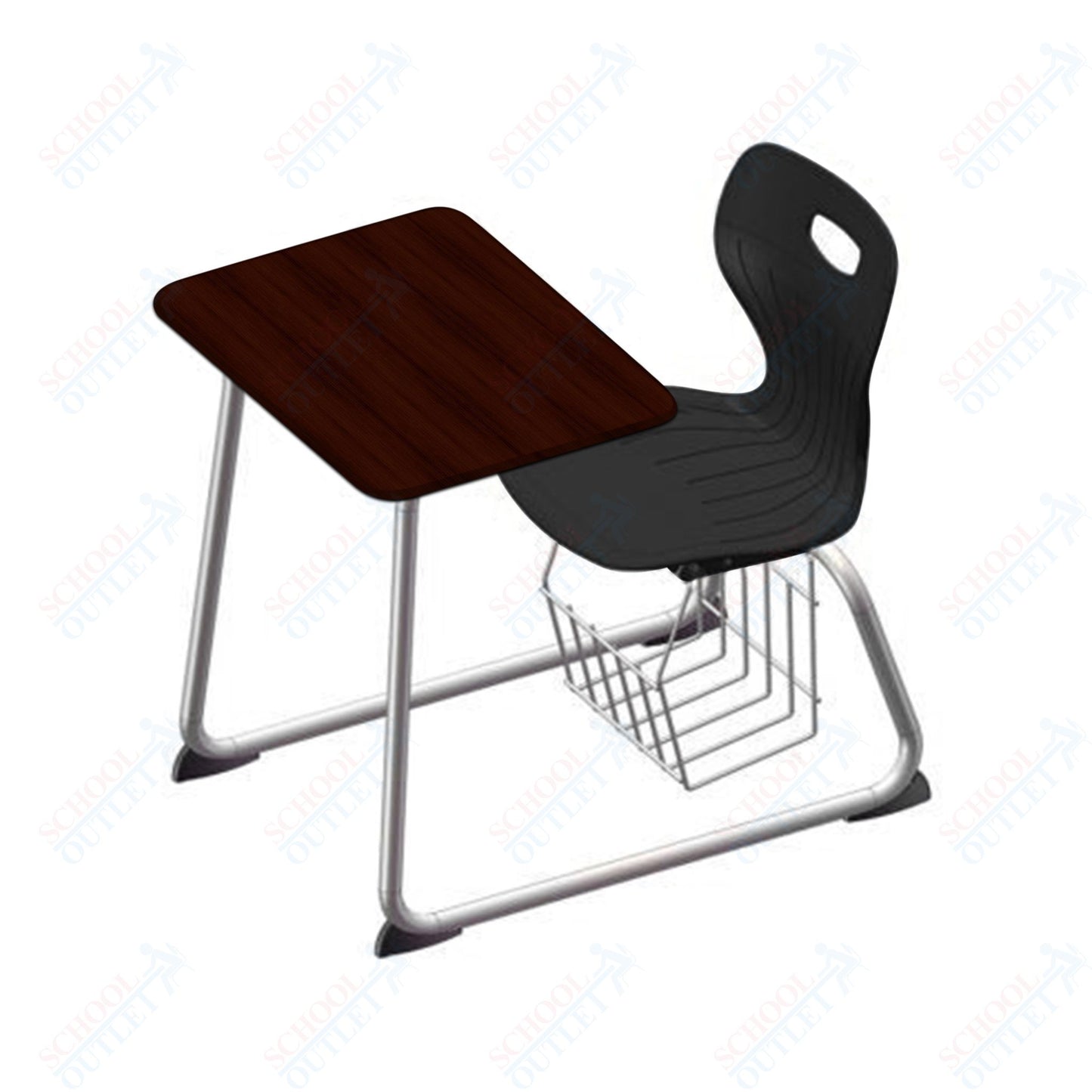 USA Capitol Euroflex 16" Seat Height Sled Combo Desks with Book Basket Hard Palstic Top (USC-3016HP)