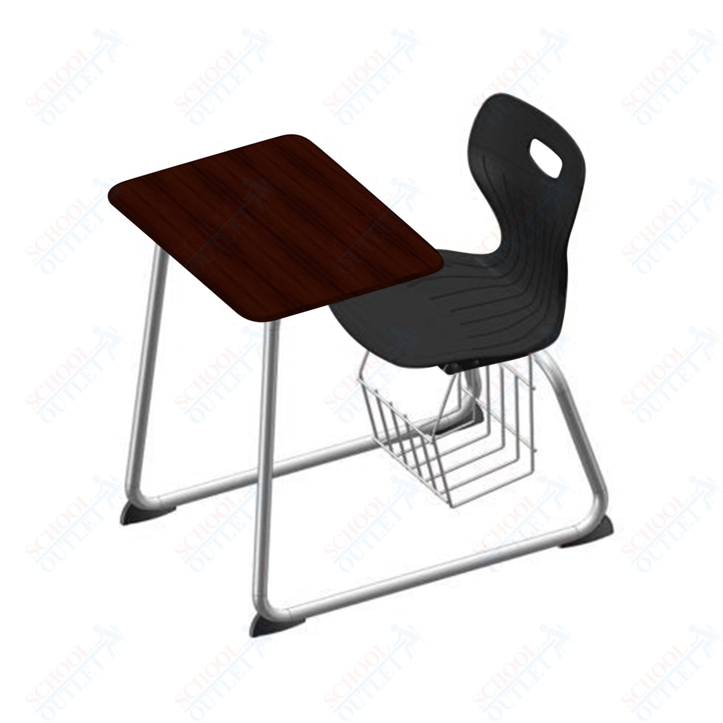 USA Capitol Euroflex 16" Seat Height Sled Combo Desks with Book Basket Hard Palstic Top (USC-3016HP)