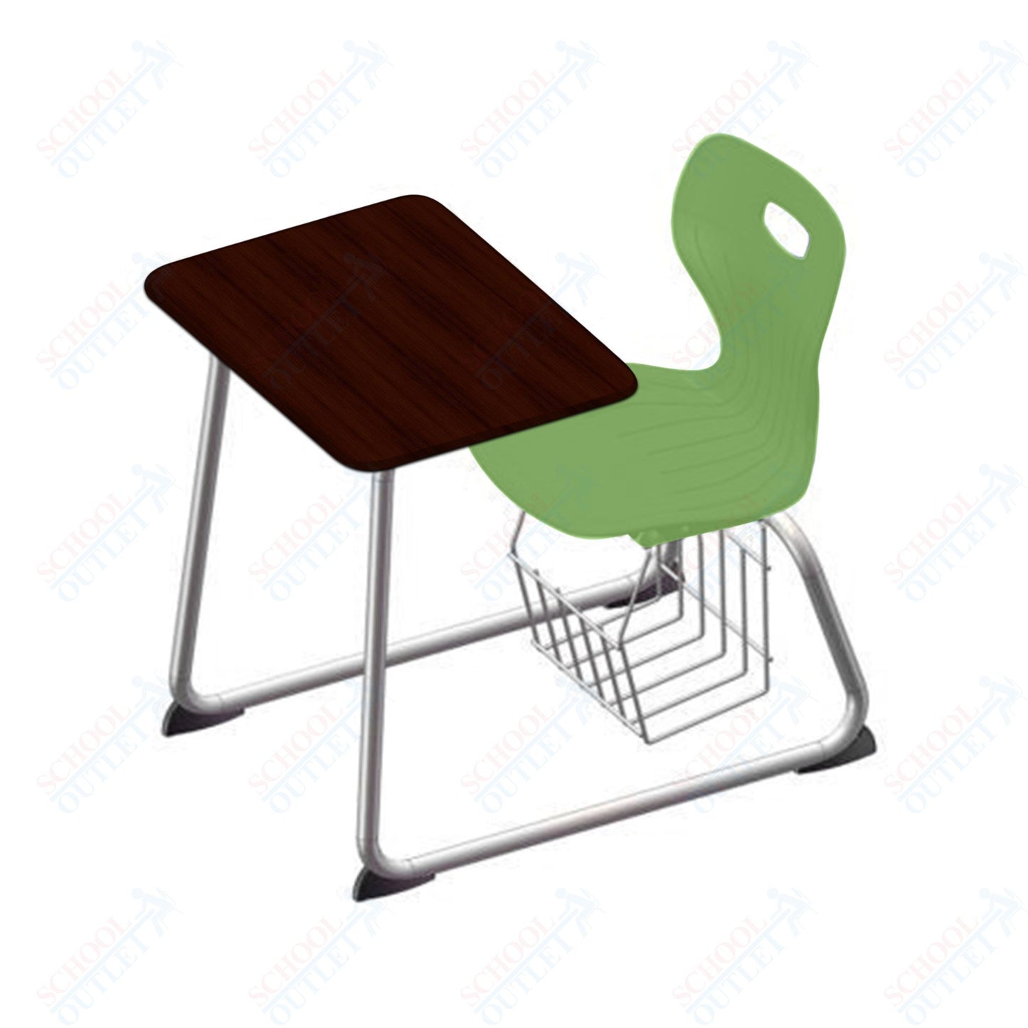 USA Capitol Euroflex 16" Seat Height Sled Combo Desks with Book Basket Hard Palstic Top (USC-3016HP)