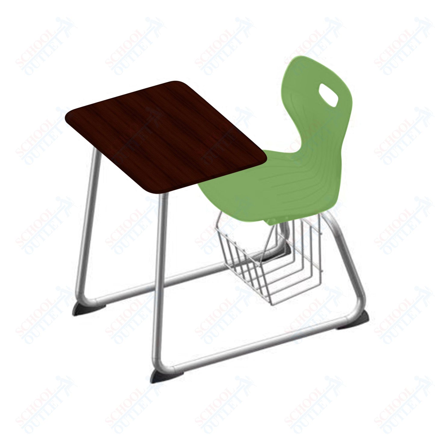 USA Capitol Euroflex 16" Seat Height Sled Combo Desks with Book Basket Hard Palstic Top (USC-3016HP)