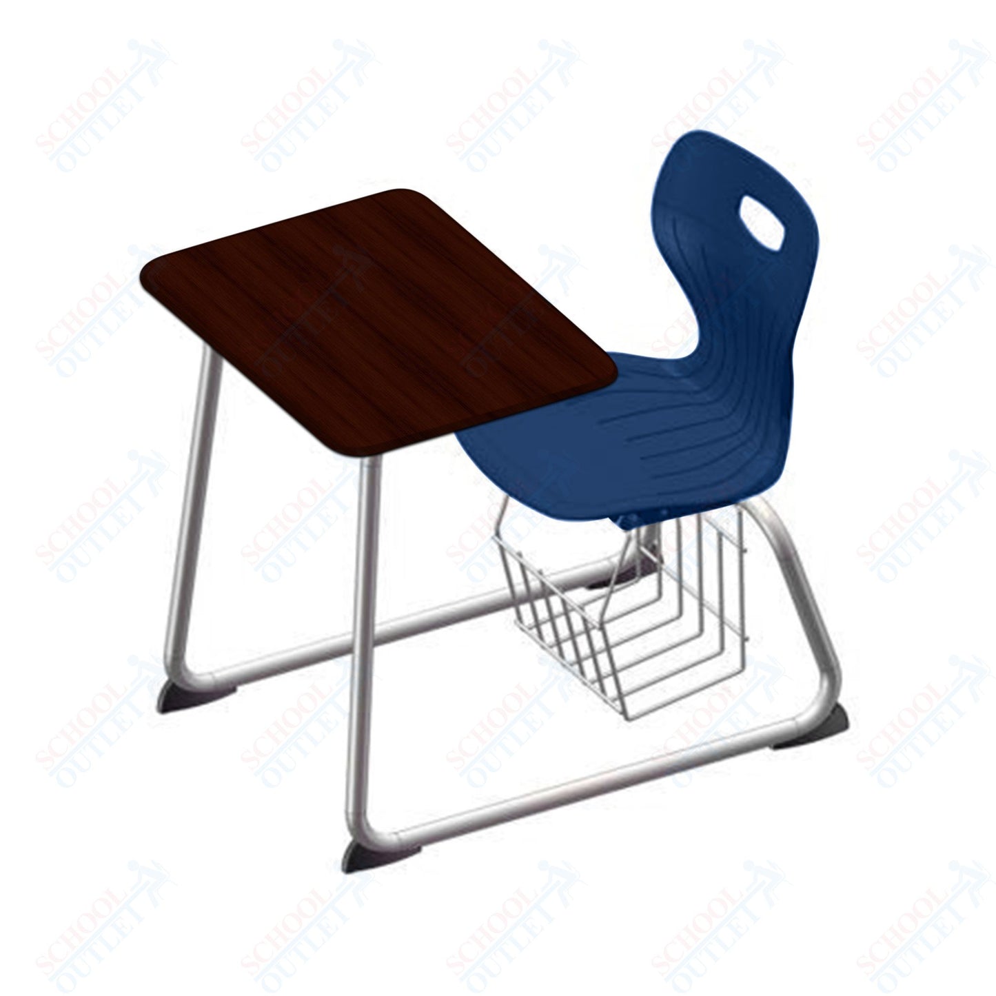 USA Capitol Euroflex 16" Seat Height Sled Combo Desks with Book Basket Hard Palstic Top (USC-3016HP)