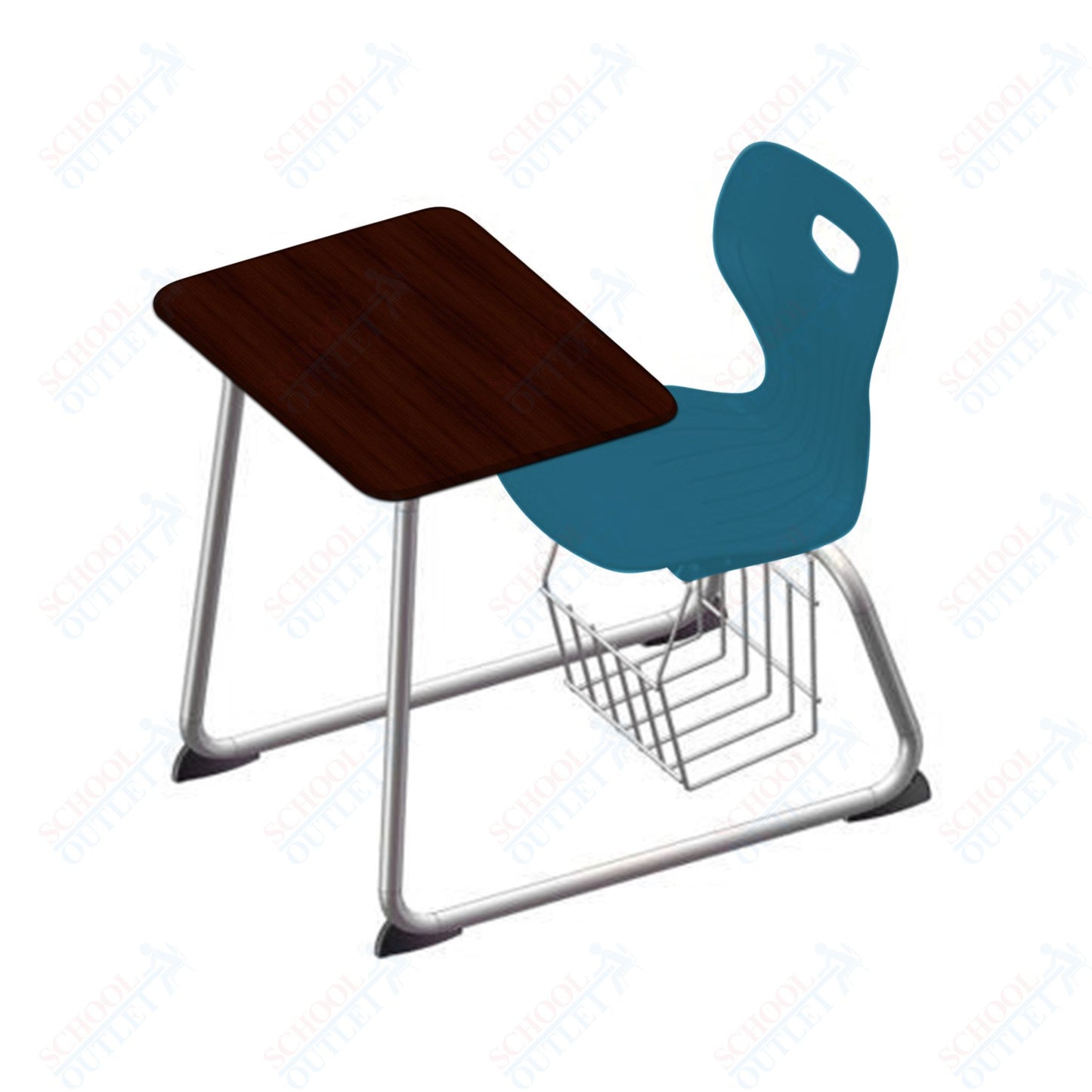 USA Capitol Euroflex 16" Seat Height Sled Combo Desks with Book Basket Hard Palstic Top (USC-3016HP)