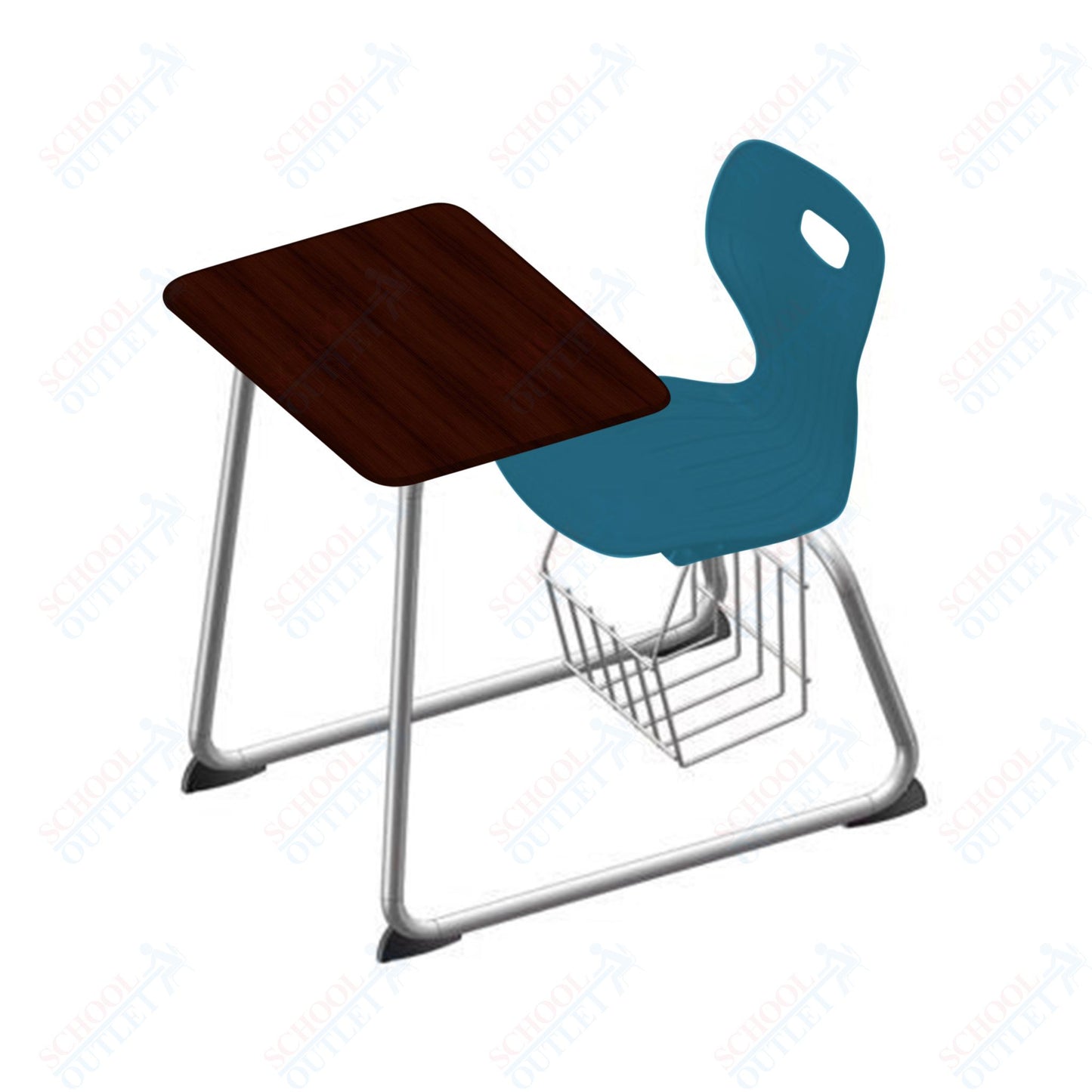 USA Capitol Euroflex 16" Seat Height Sled Combo Desks with Book Basket Hard Palstic Top (USC-3016HP)