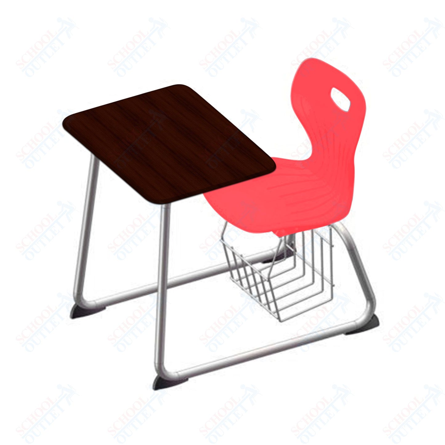 USA Capitol Euroflex 16" Seat Height Sled Combo Desks with Book Basket Hard Palstic Top (USC-3016HP)