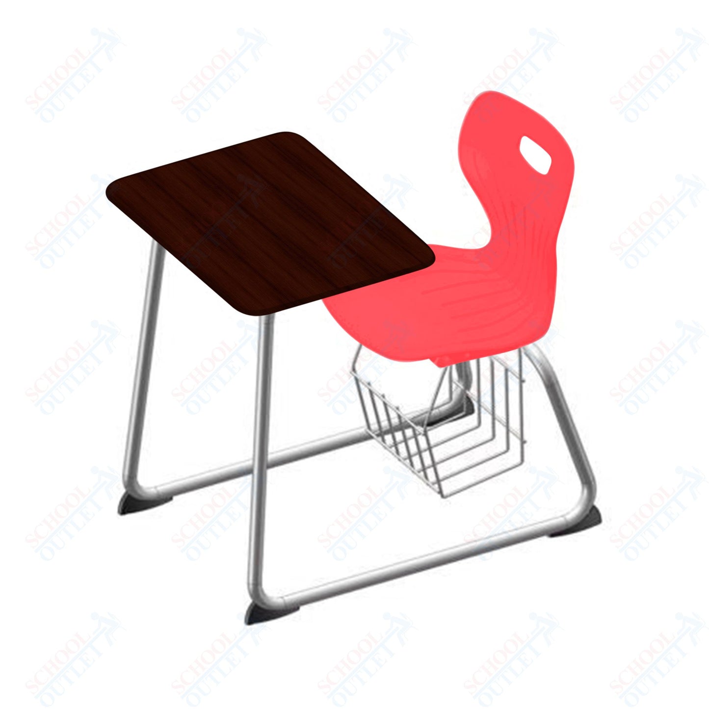 USA Capitol Euroflex 16" Seat Height Sled Combo Desks with Book Basket Hard Palstic Top (USC-3016HP)