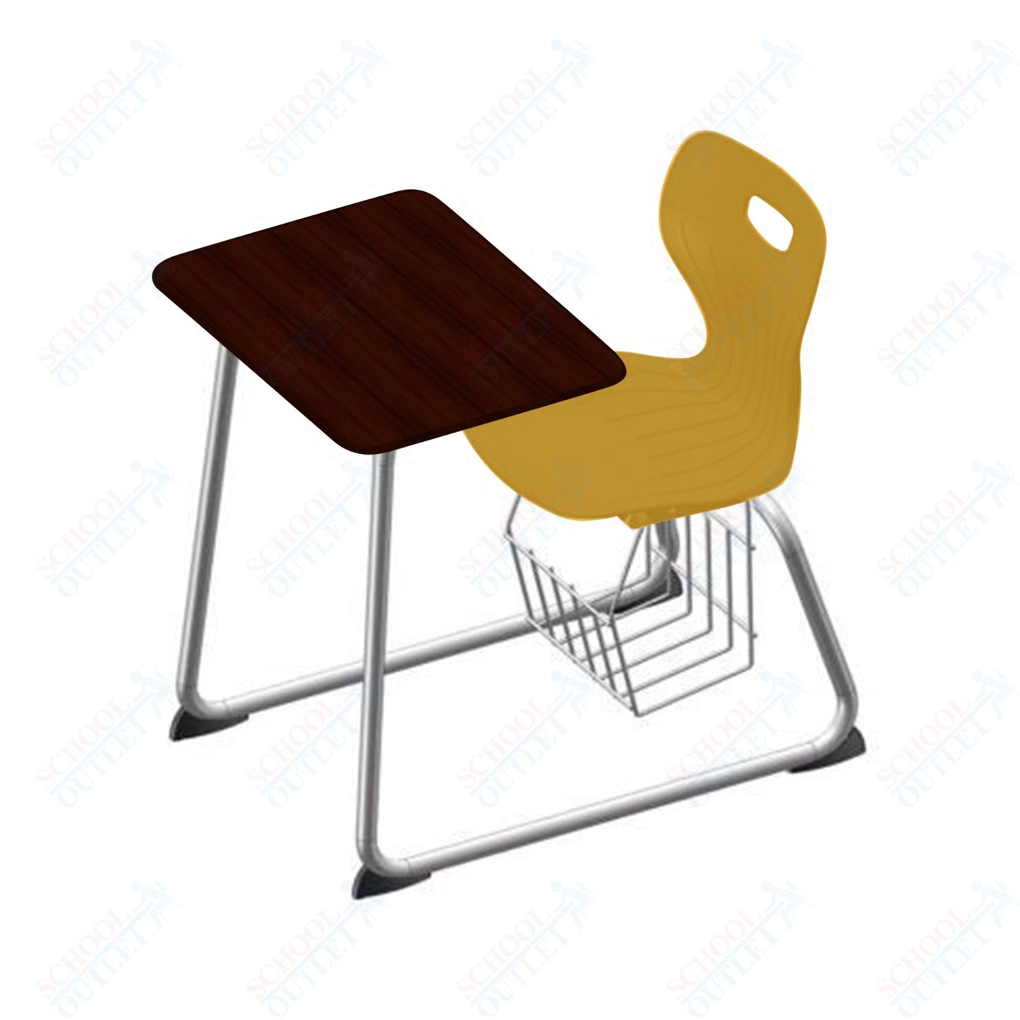 USA Capitol Euroflex 16" Seat Height Sled Combo Desks with Book Basket Hard Palstic Top (USC-3016HP)