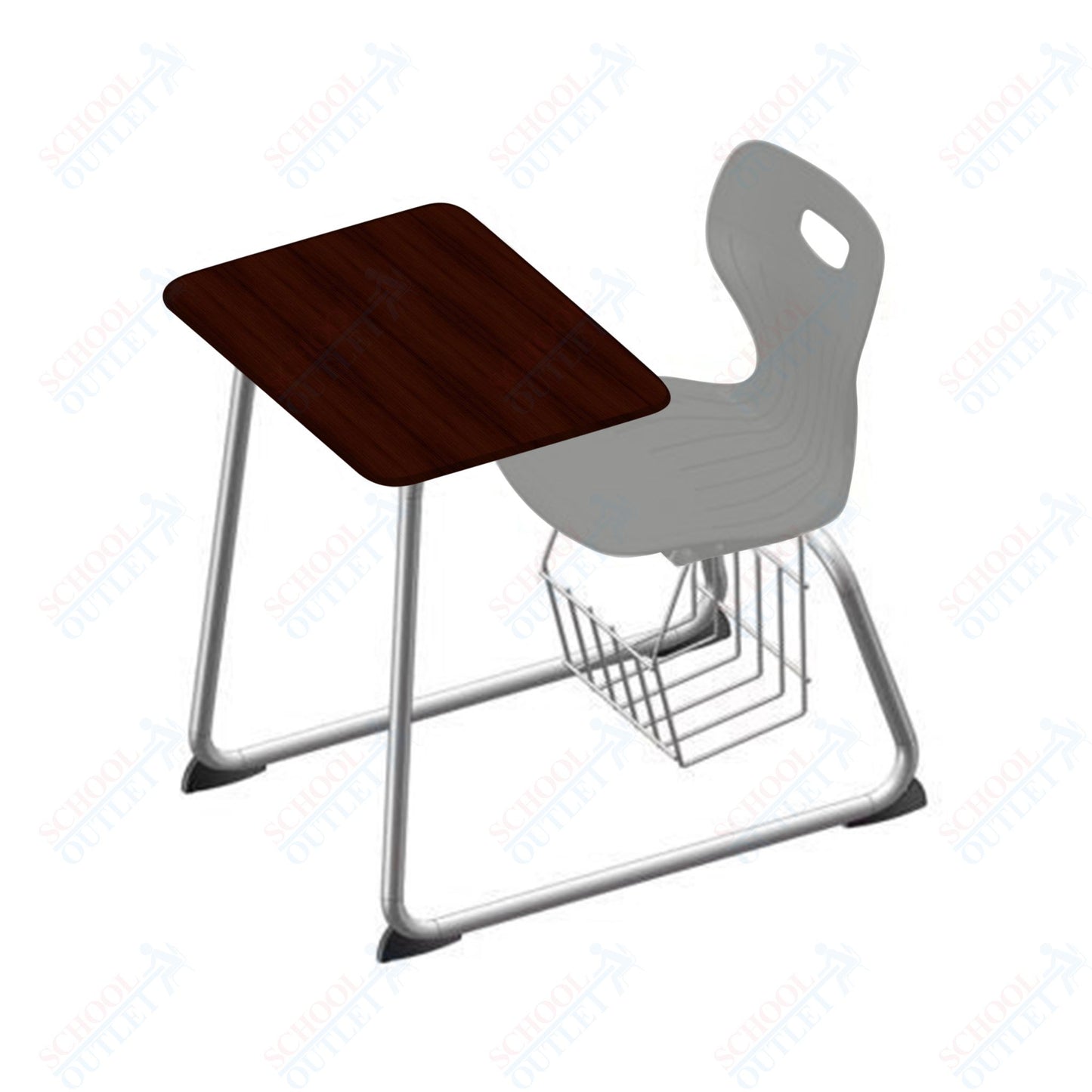 USA Capitol Euroflex 16" Seat Height Sled Combo Desks with Book Basket Hard Palstic Top (USC-3016HP)