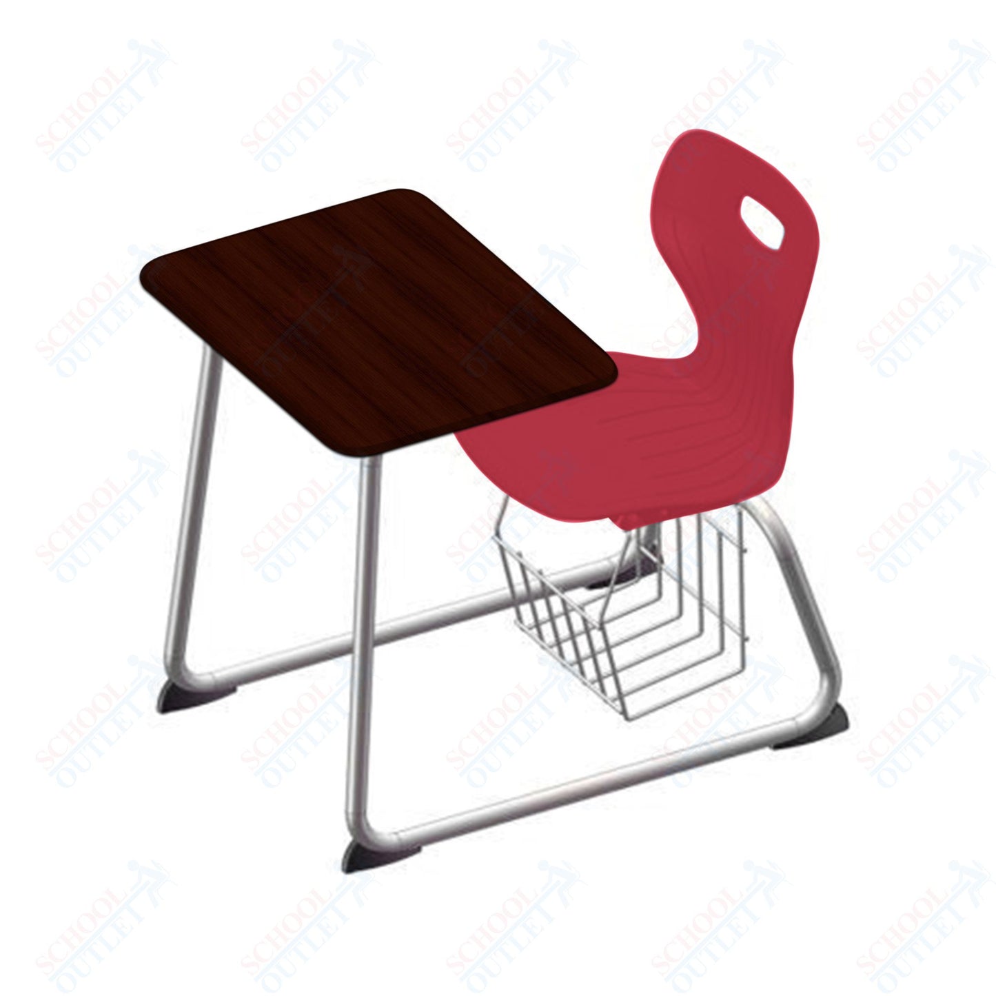 USA Capitol Euroflex 16" Seat Height Sled Combo Desks with Book Basket Hard Palstic Top (USC-3016HP)