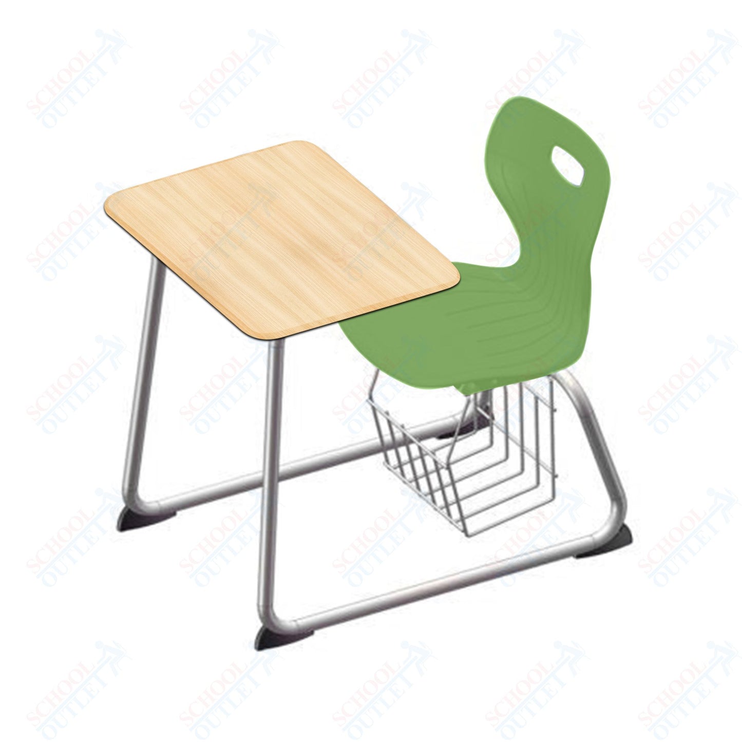 USA Capitol Euroflex 16" Seat Height Sled Combo Desks with Book Basket Hard Palstic Top (USC-3016HP)