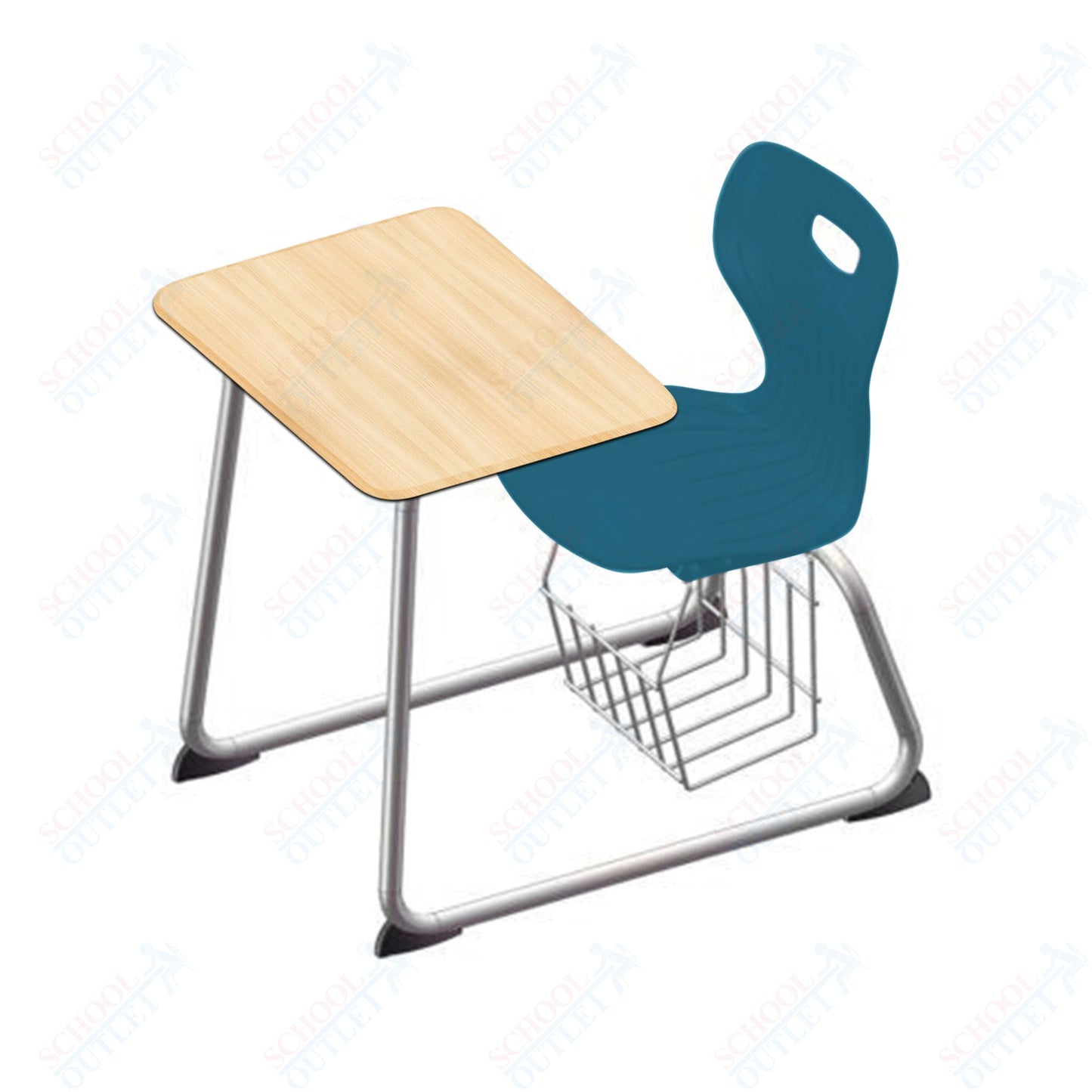 USA Capitol Euroflex 16" Seat Height Sled Combo Desks with Book Basket Hard Palstic Top (USC-3016HP)