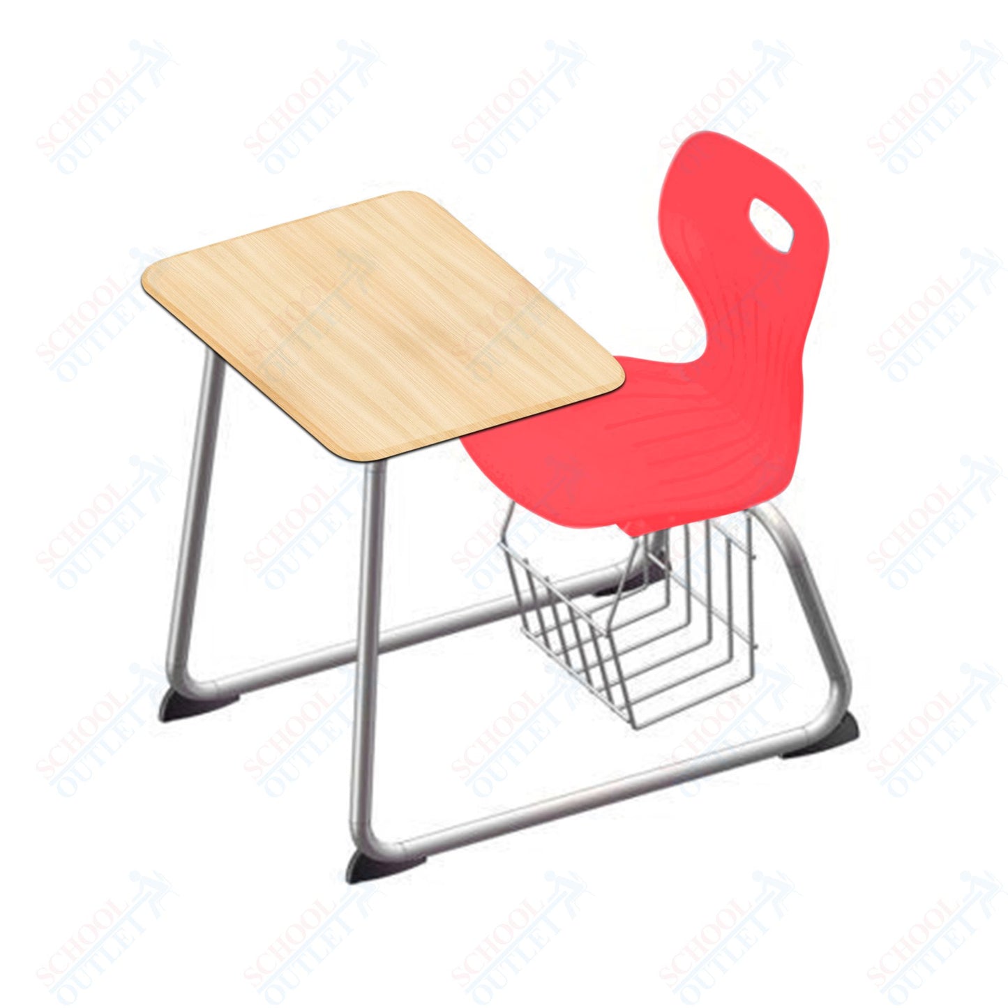 USA Capitol Euroflex 16" Seat Height Sled Combo Desks with Book Basket Hard Palstic Top (USC-3016HP)