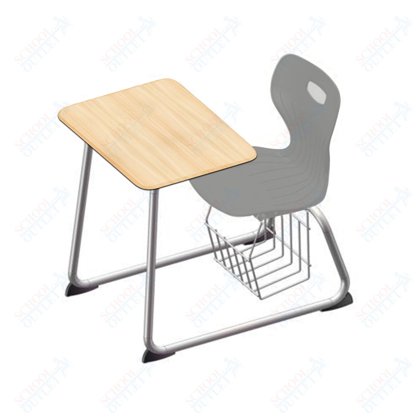 USA Capitol Euroflex 16" Seat Height Sled Combo Desks with Book Basket Hard Palstic Top (USC-3016HP)