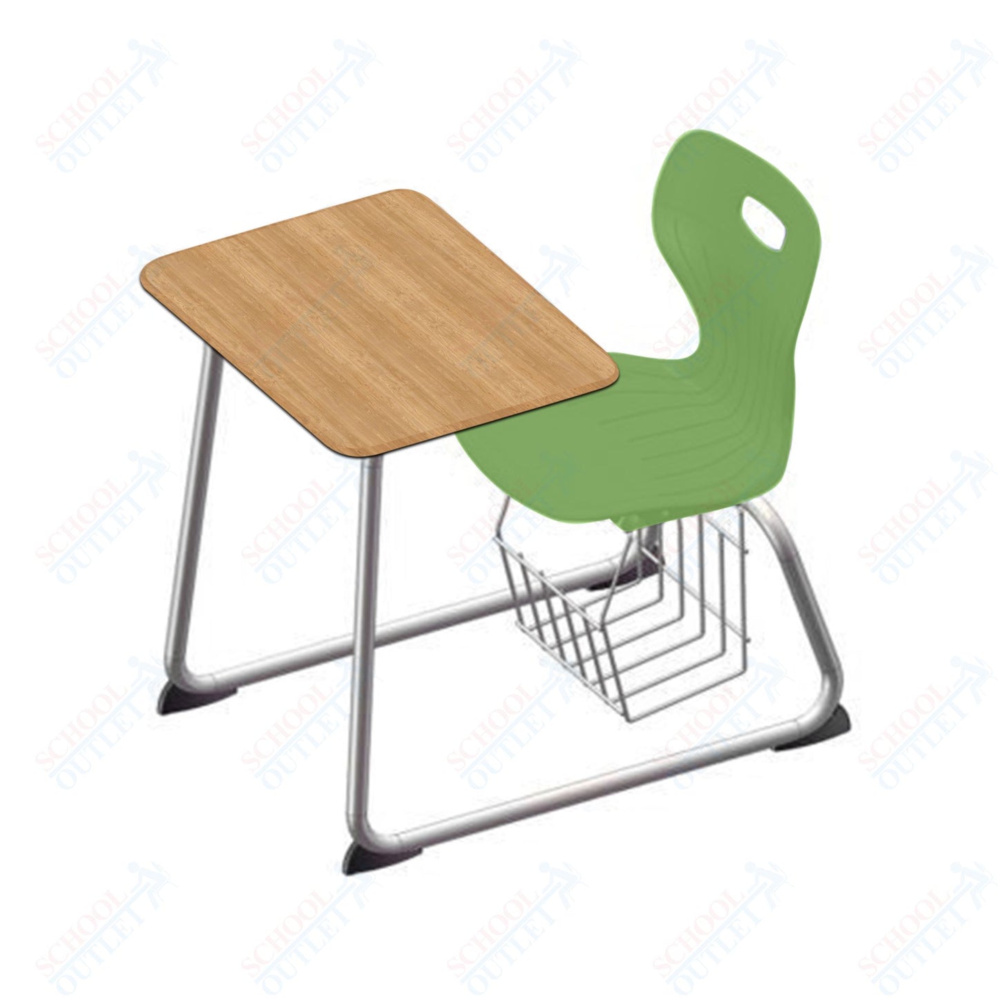 USA Capitol Euroflex 16" Seat Height Sled Combo Desks with Book Basket Hard Palstic Top (USC-3016HP)