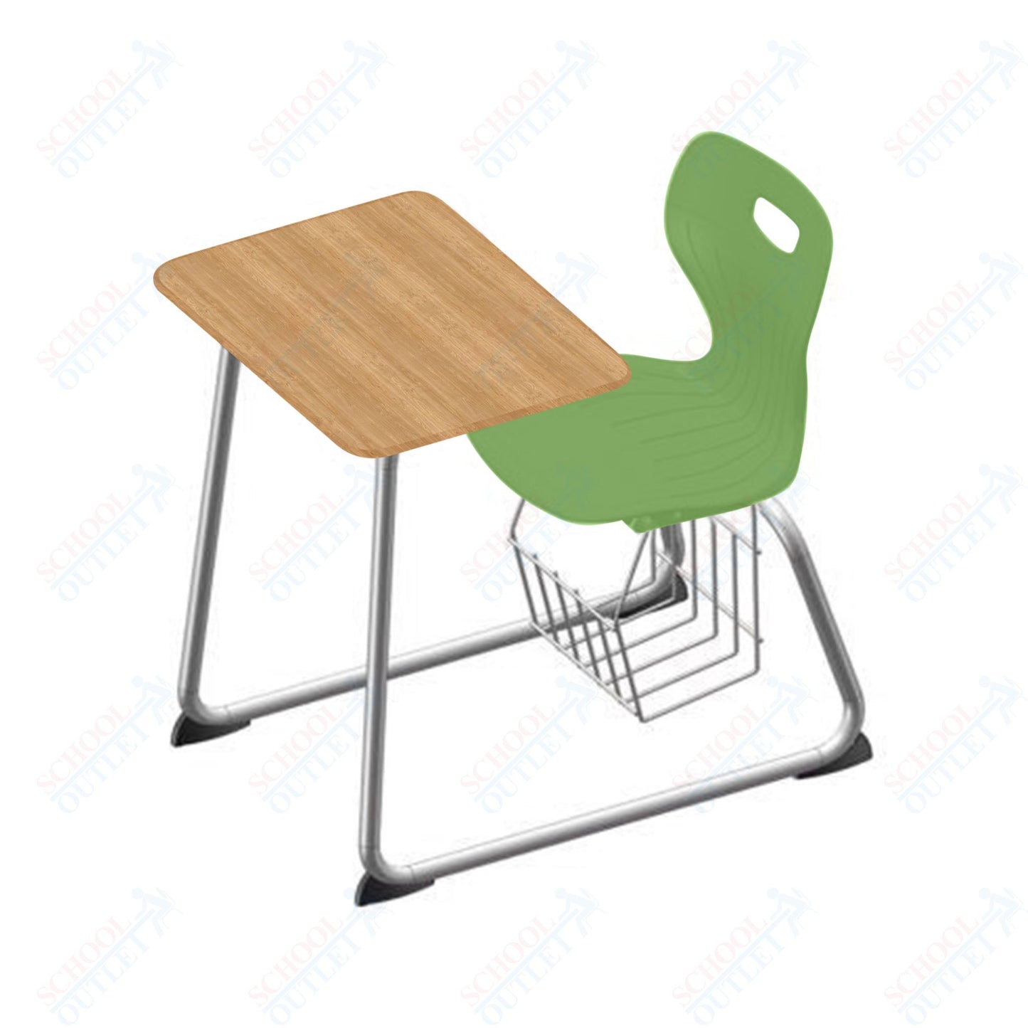 USA Capitol Euroflex 16" Seat Height Sled Combo Desks with Book Basket Hard Palstic Top (USC-3016HP)