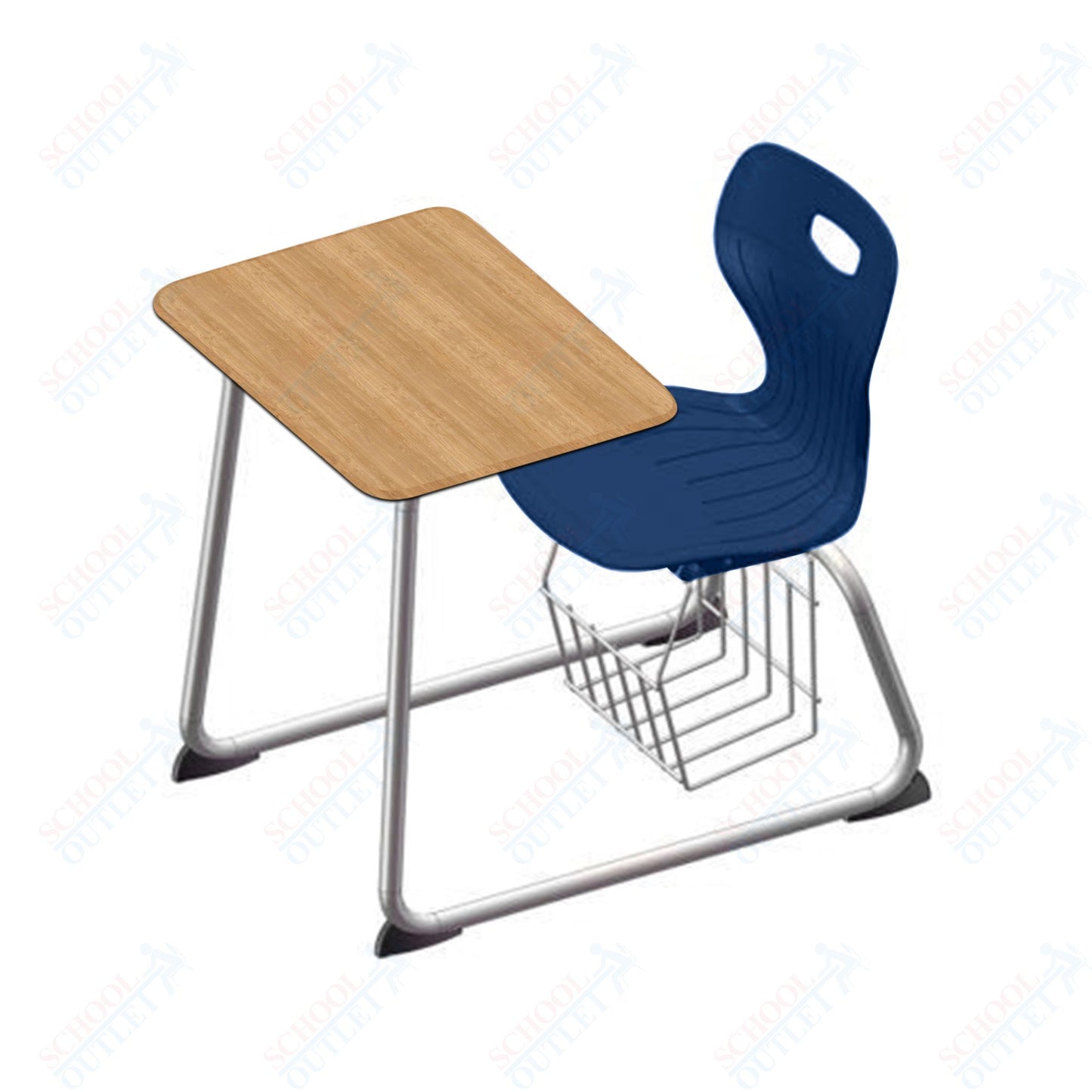 USA Capitol Euroflex 16" Seat Height Sled Combo Desks with Book Basket Hard Palstic Top (USC-3016HP)