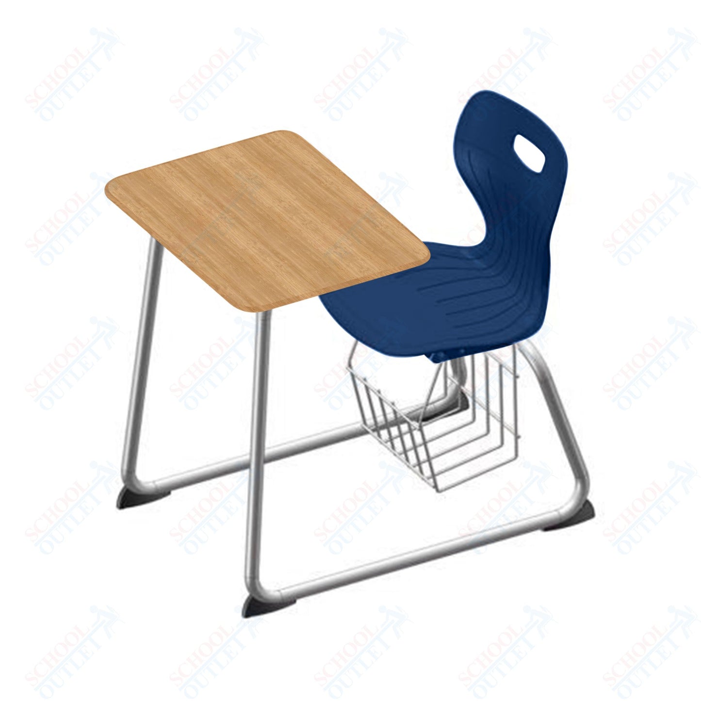 USA Capitol Euroflex 16" Seat Height Sled Combo Desks with Book Basket Hard Palstic Top (USC-3016HP)