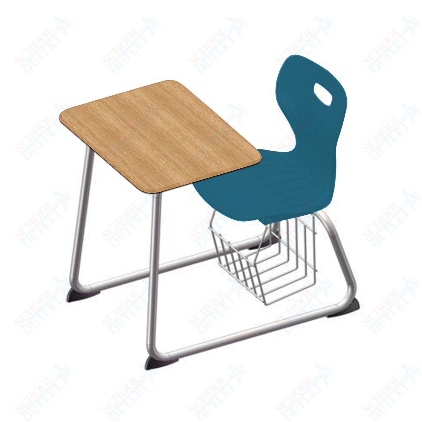 USA Capitol Euroflex 16" Seat Height Sled Combo Desks with Book Basket Hard Palstic Top (USC-3016HP)