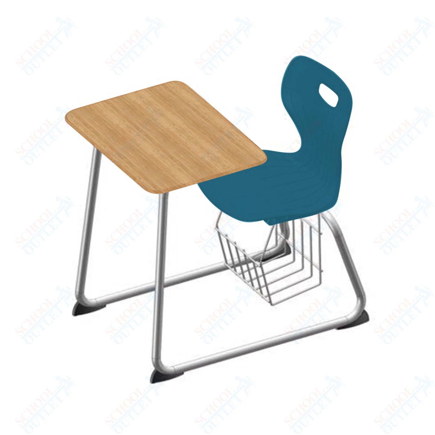 USA Capitol Euroflex 16" Seat Height Sled Combo Desks with Book Basket Hard Palstic Top (USC-3016HP)