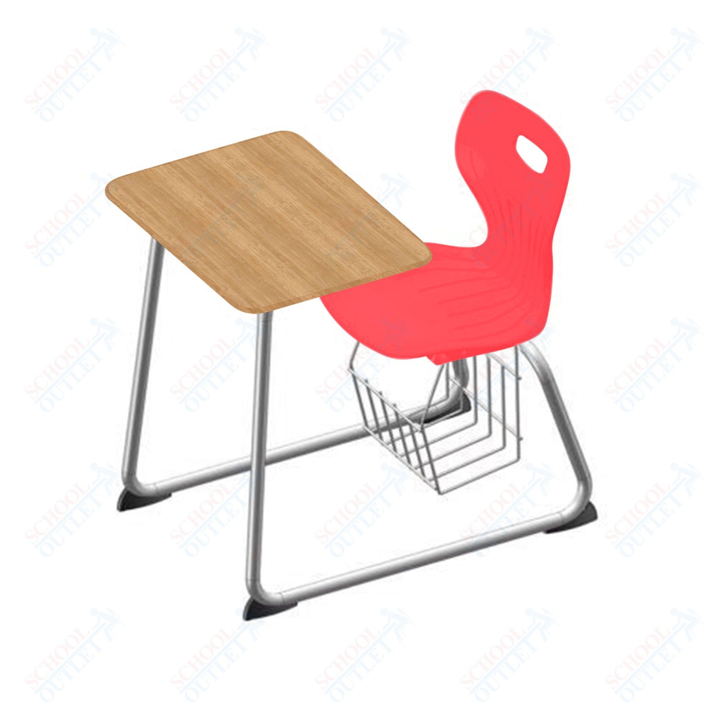 USA Capitol Euroflex 16" Seat Height Sled Combo Desks with Book Basket Hard Palstic Top (USC-3016HP)