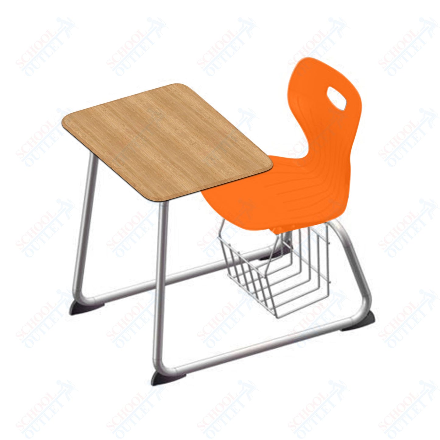 USA Capitol Euroflex 16" Seat Height Sled Combo Desks with Book Basket Hard Palstic Top (USC-3016HP)