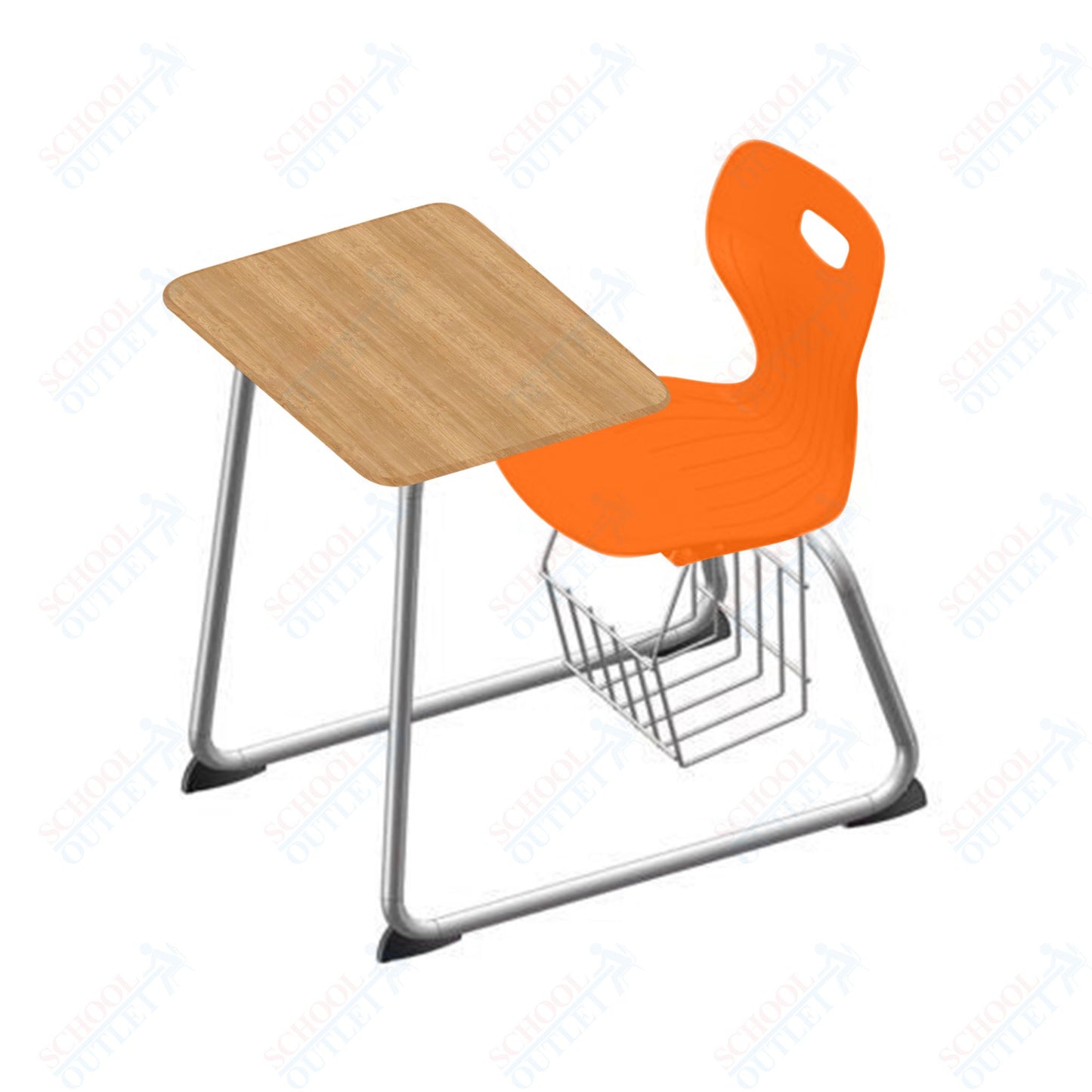 USA Capitol Euroflex 16" Seat Height Sled Combo Desks with Book Basket Hard Palstic Top (USC-3016HP)