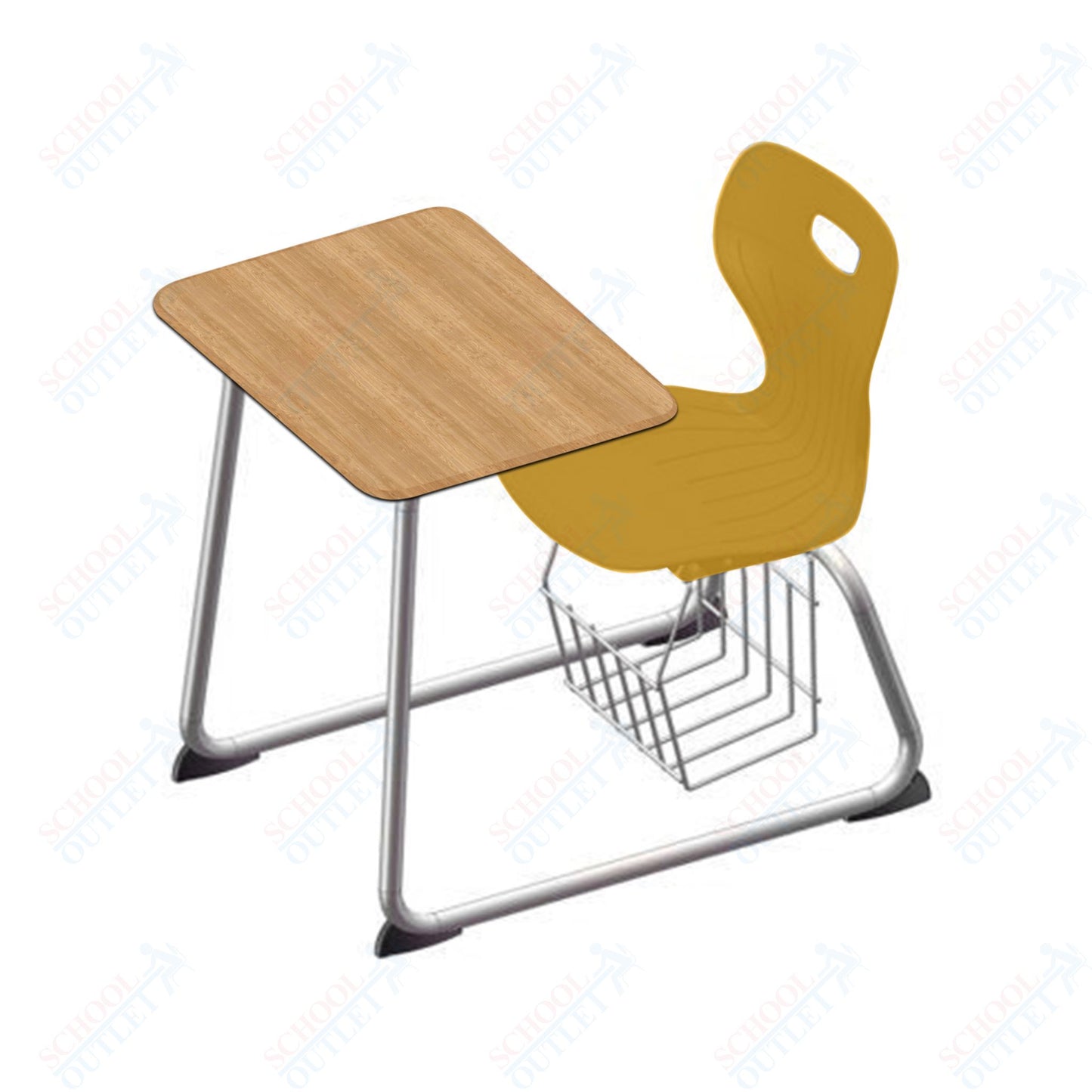 USA Capitol Euroflex 16" Seat Height Sled Combo Desks with Book Basket Hard Palstic Top (USC-3016HP)