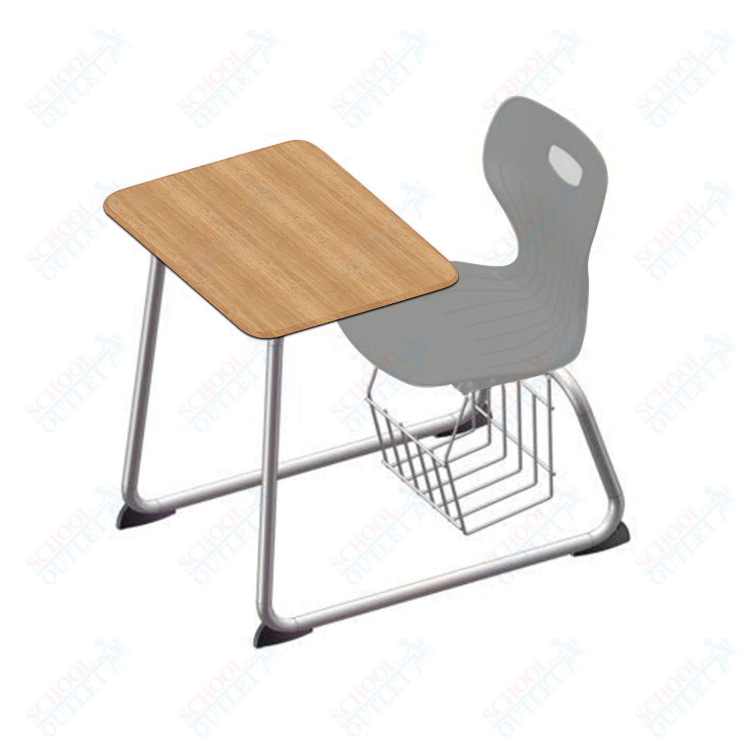 USA Capitol Euroflex 16" Seat Height Sled Combo Desks with Book Basket Hard Palstic Top (USC-3016HP)