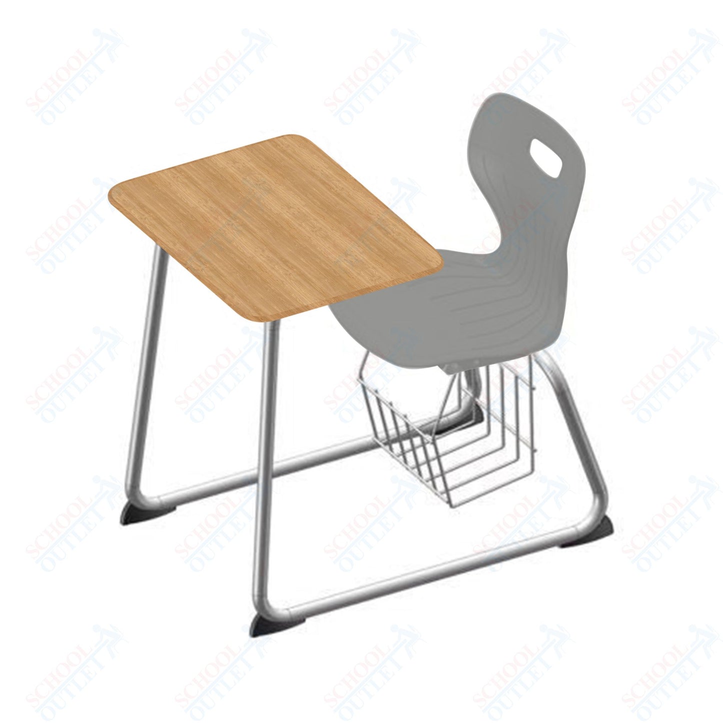 USA Capitol Euroflex 16" Seat Height Sled Combo Desks with Book Basket Hard Palstic Top (USC-3016HP)