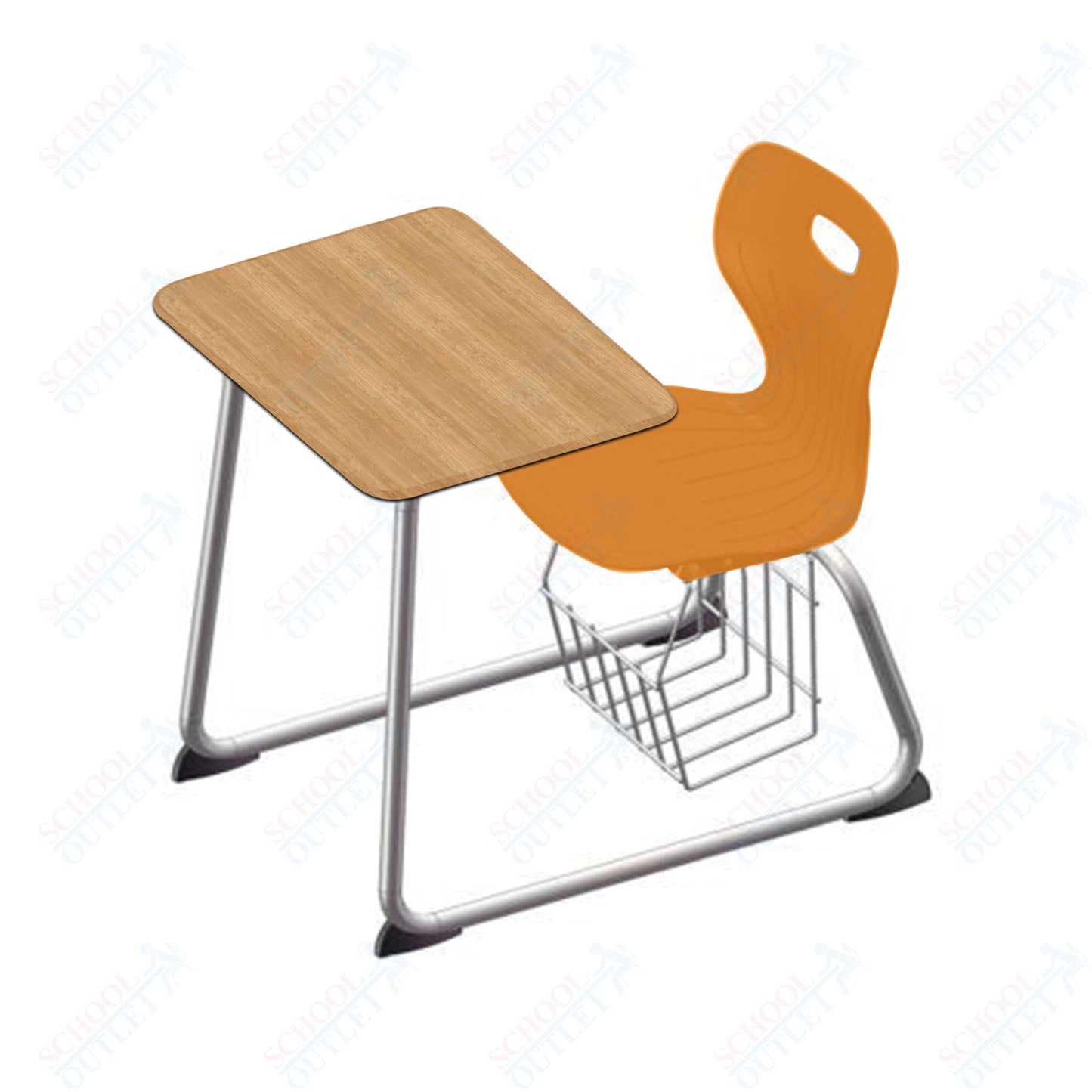 USA Capitol Euroflex 16" Seat Height Sled Combo Desks with Book Basket Hard Palstic Top (USC-3016HP)