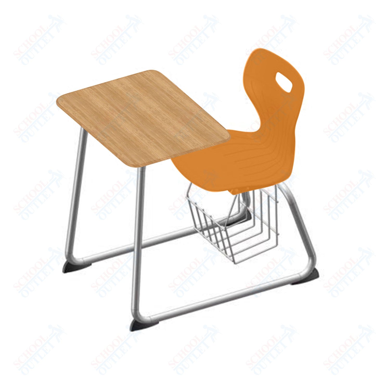 USA Capitol Euroflex 16" Seat Height Sled Combo Desks with Book Basket Hard Palstic Top (USC-3016HP)