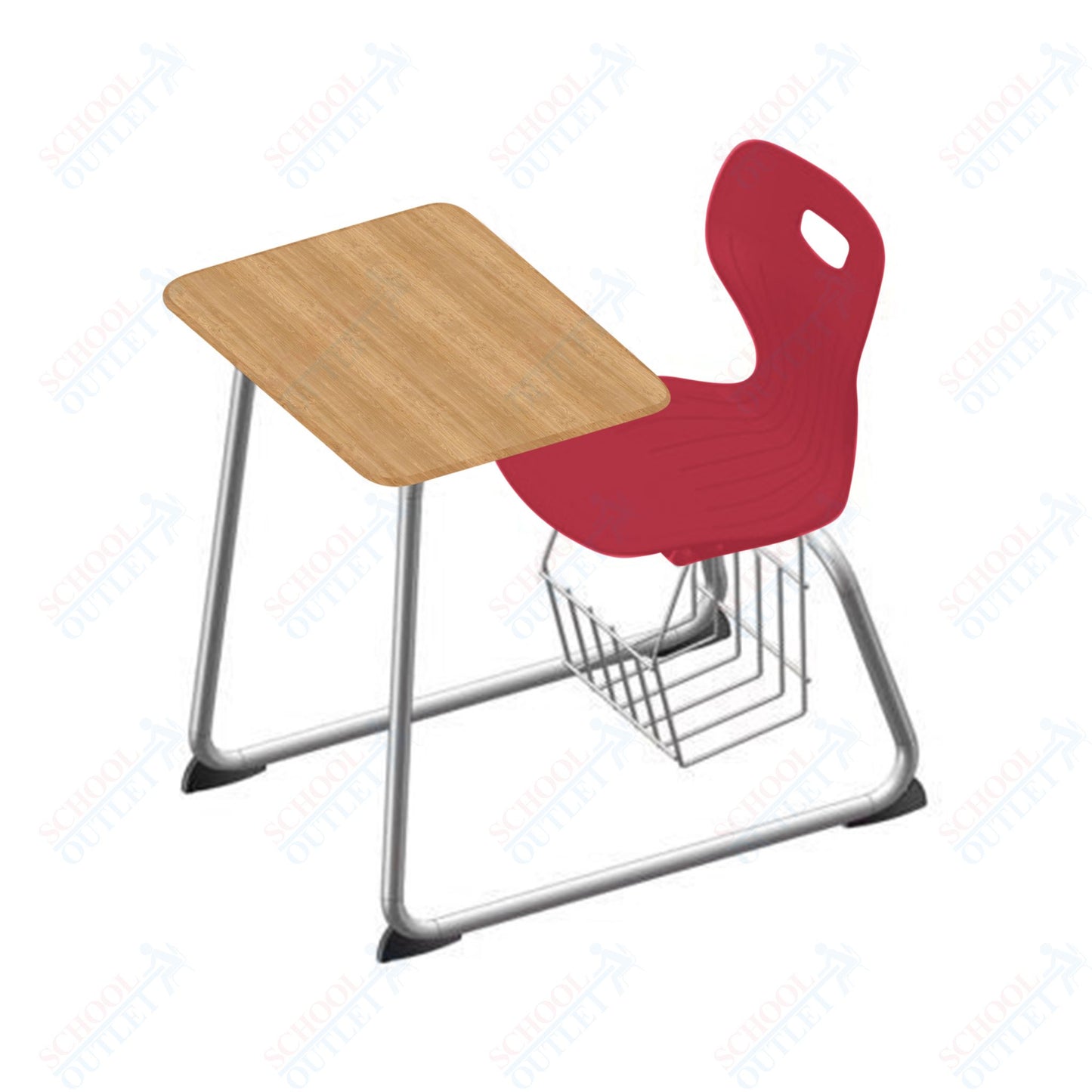 USA Capitol Euroflex 16" Seat Height Sled Combo Desks with Book Basket Hard Palstic Top (USC-3016HP)