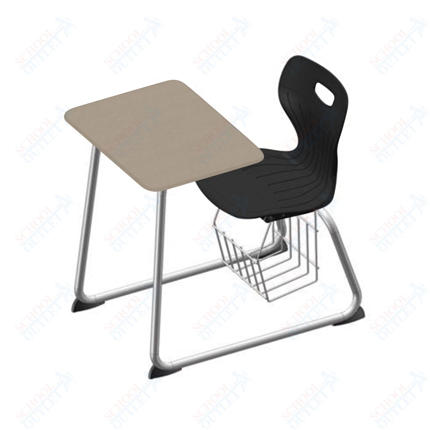 USA Capitol Euroflex 16" Seat Height Sled Combo Desks with Book Basket Hard Palstic Top (USC-3016HP)