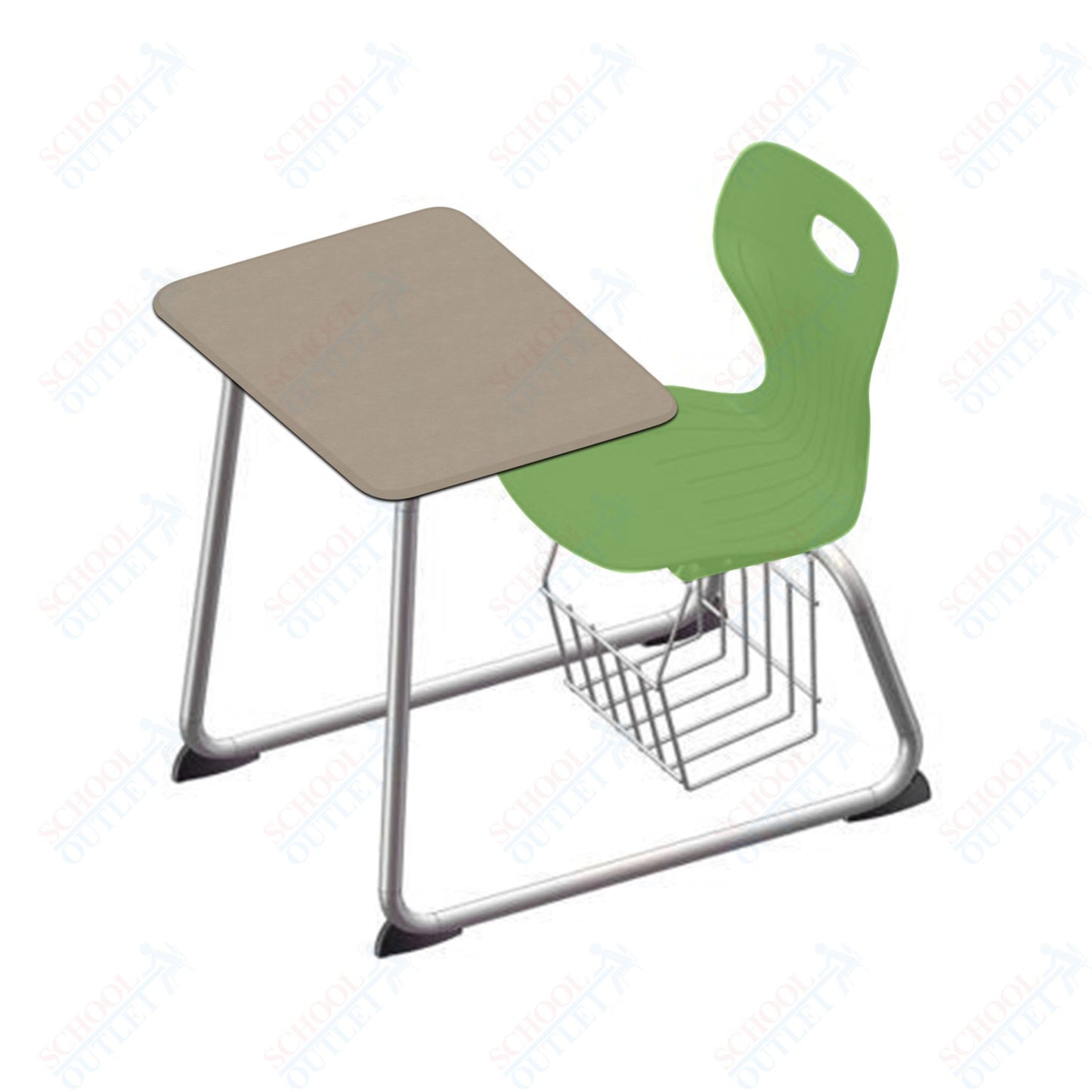 USA Capitol Euroflex 16" Seat Height Sled Combo Desks with Book Basket Hard Palstic Top (USC-3016HP)