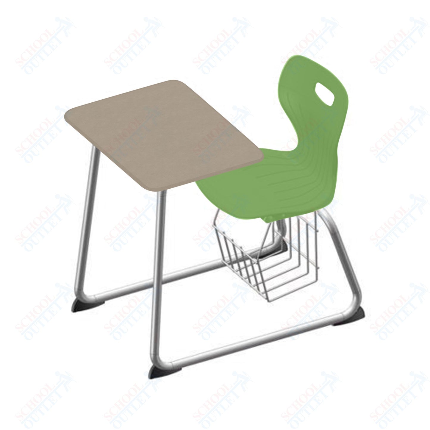 USA Capitol Euroflex 16" Seat Height Sled Combo Desks with Book Basket Hard Palstic Top (USC-3016HP)