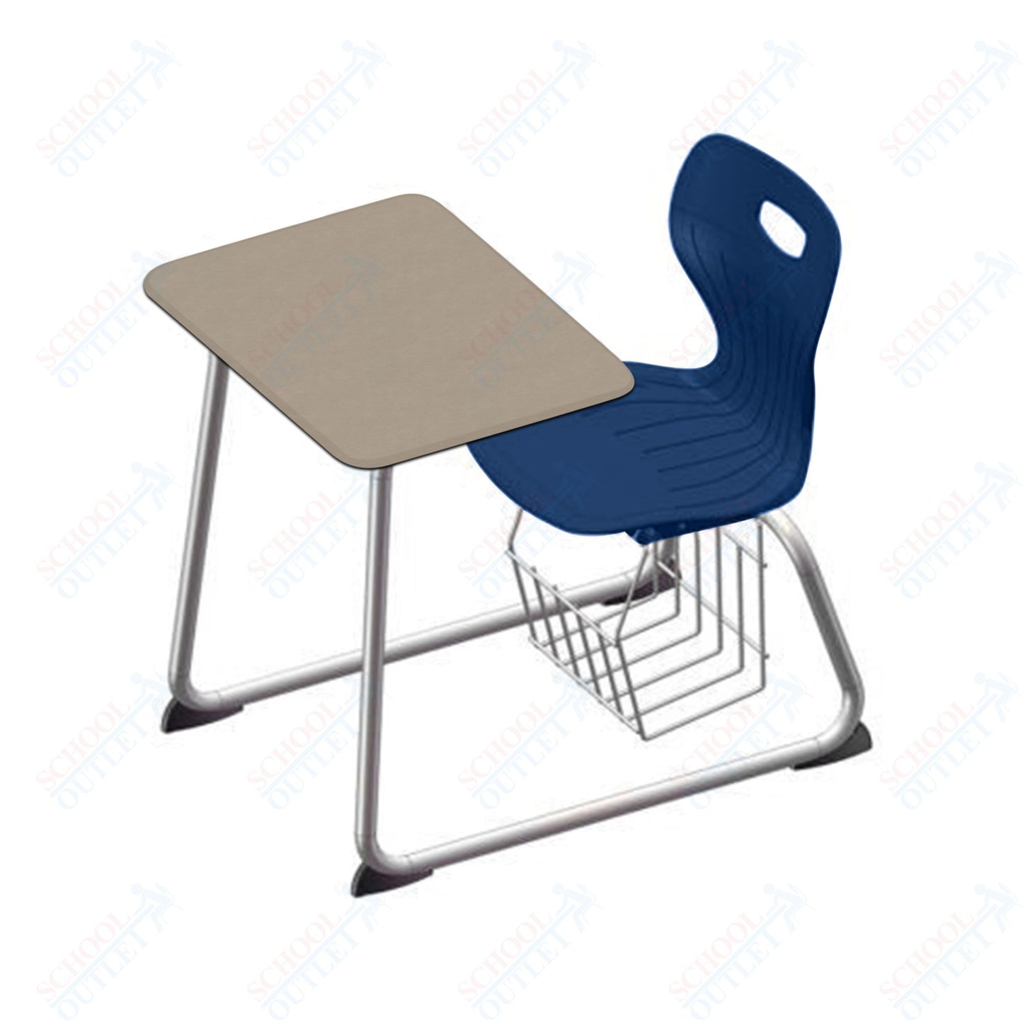 USA Capitol Euroflex 16" Seat Height Sled Combo Desks with Book Basket Hard Palstic Top (USC-3016HP)