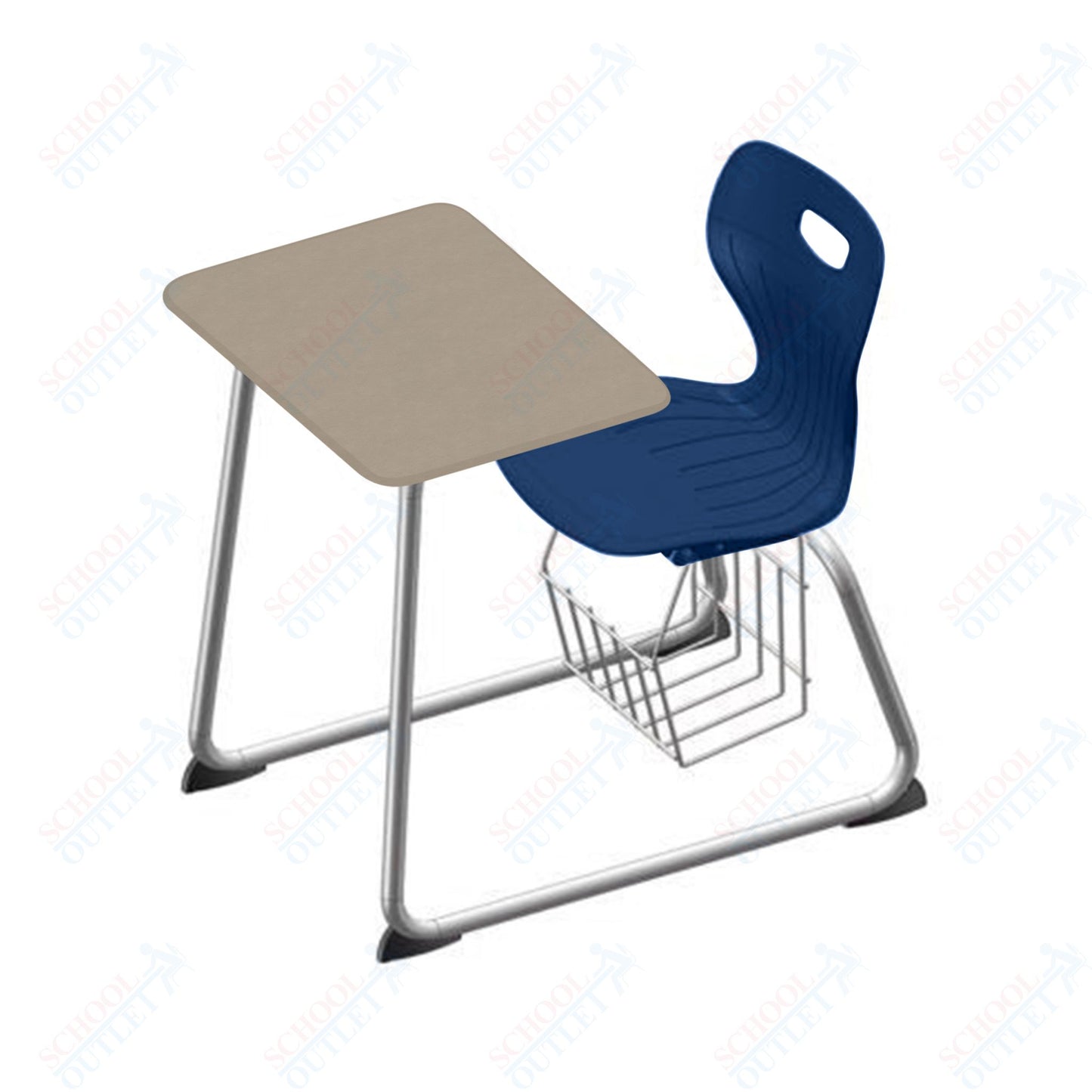 USA Capitol Euroflex 16" Seat Height Sled Combo Desks with Book Basket Hard Palstic Top (USC-3016HP)