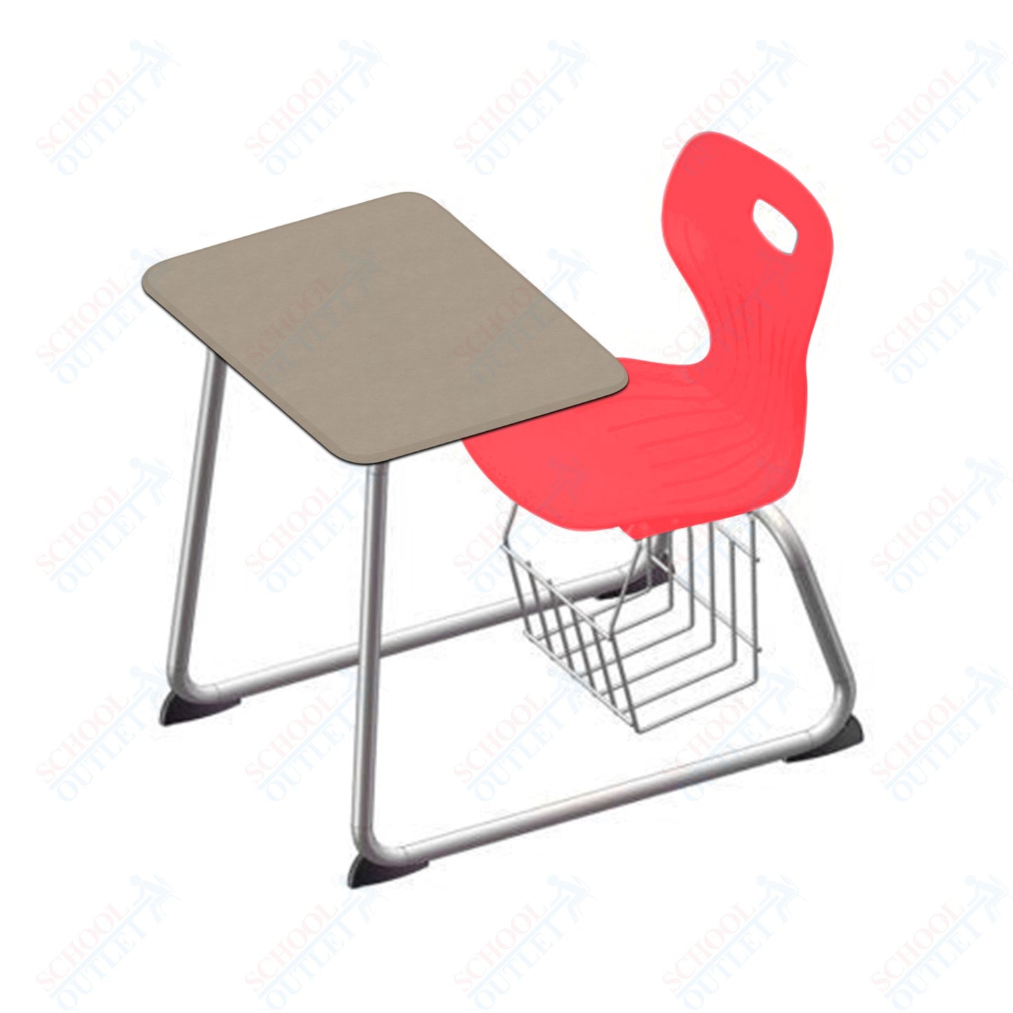 USA Capitol Euroflex 16" Seat Height Sled Combo Desks with Book Basket Hard Palstic Top (USC-3016HP)