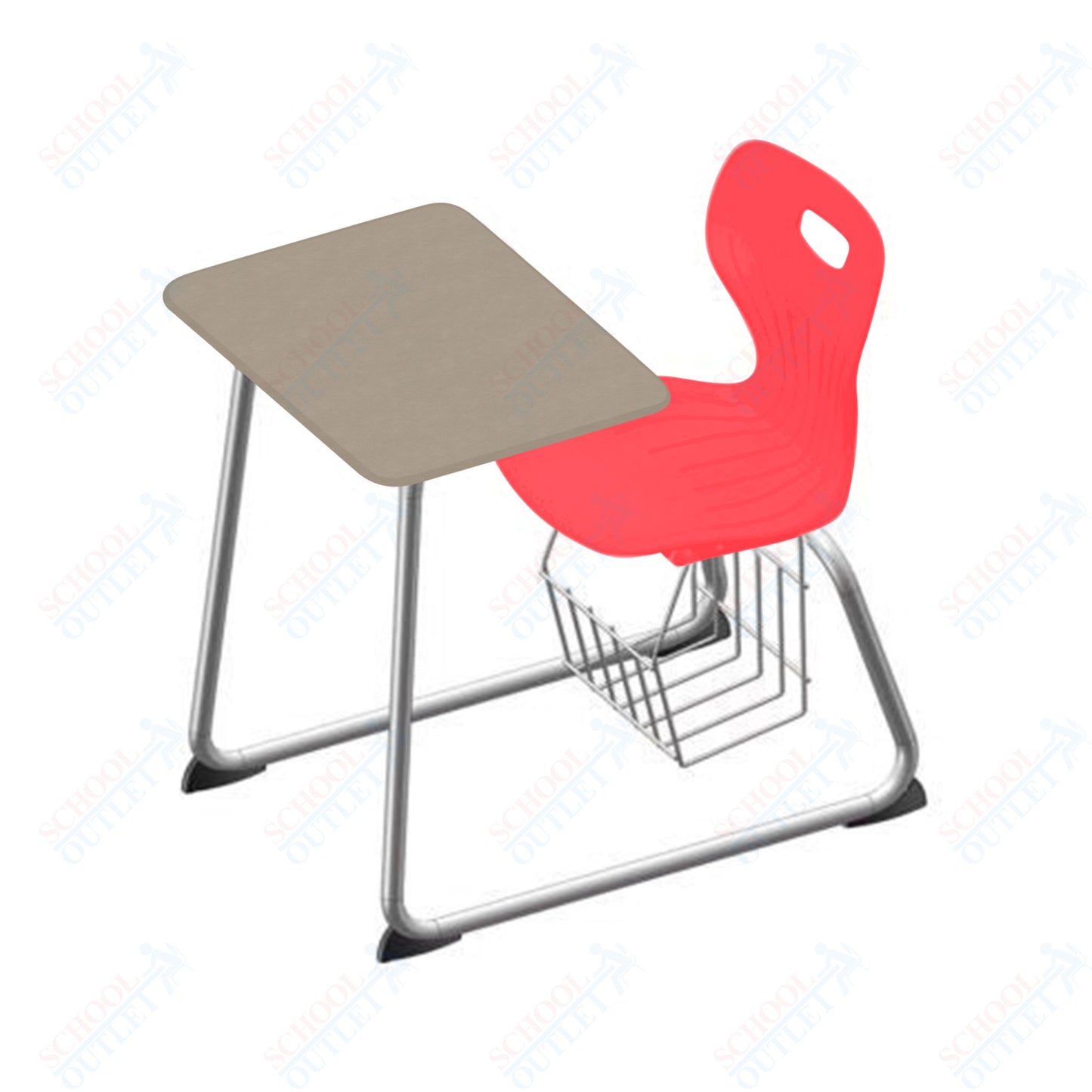 USA Capitol Euroflex 16" Seat Height Sled Combo Desks with Book Basket Hard Palstic Top (USC-3016HP)