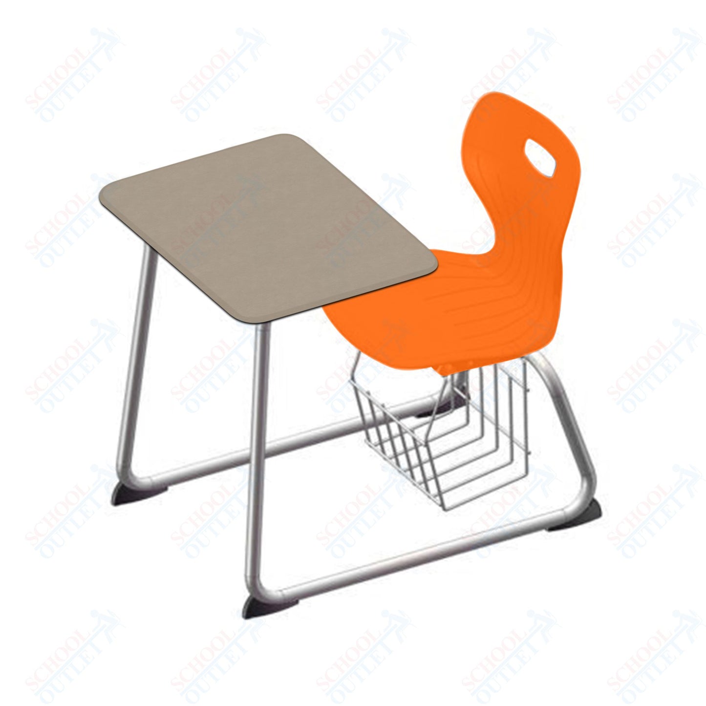 USA Capitol Euroflex 16" Seat Height Sled Combo Desks with Book Basket Hard Palstic Top (USC-3016HP)