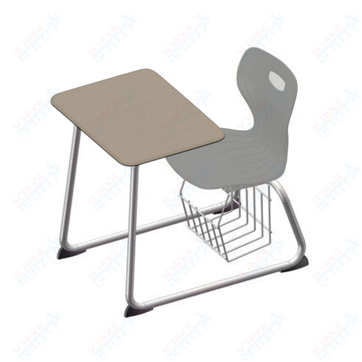 USA Capitol Euroflex 16" Seat Height Sled Combo Desks with Book Basket Hard Palstic Top (USC-3016HP)