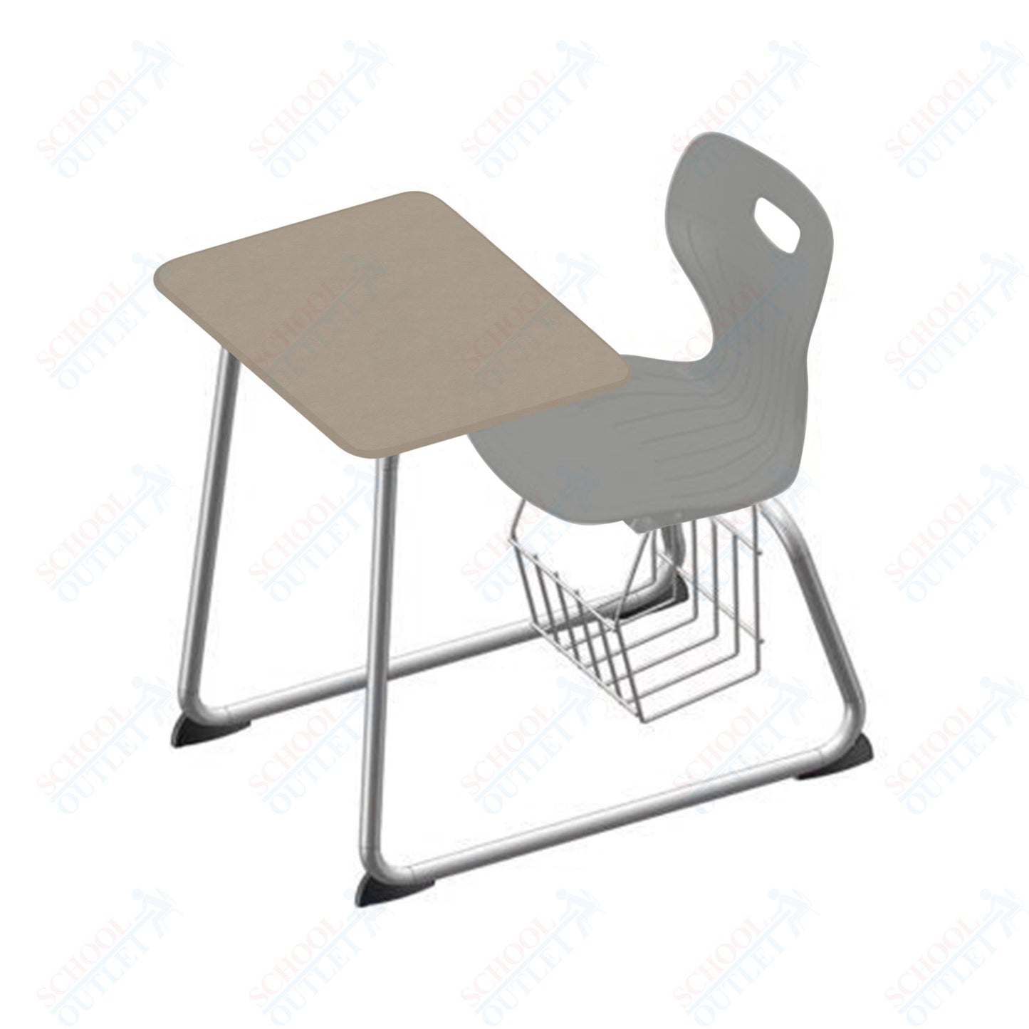 USA Capitol Euroflex 16" Seat Height Sled Combo Desks with Book Basket Hard Palstic Top (USC-3016HP)