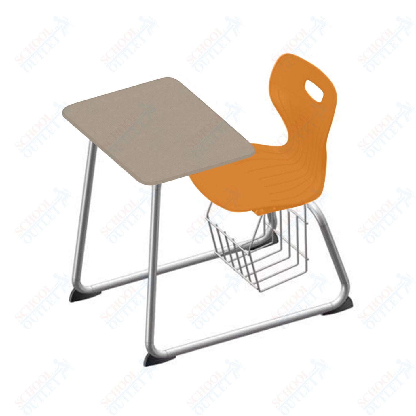 USA Capitol Euroflex 16" Seat Height Sled Combo Desks with Book Basket Hard Palstic Top (USC-3016HP)