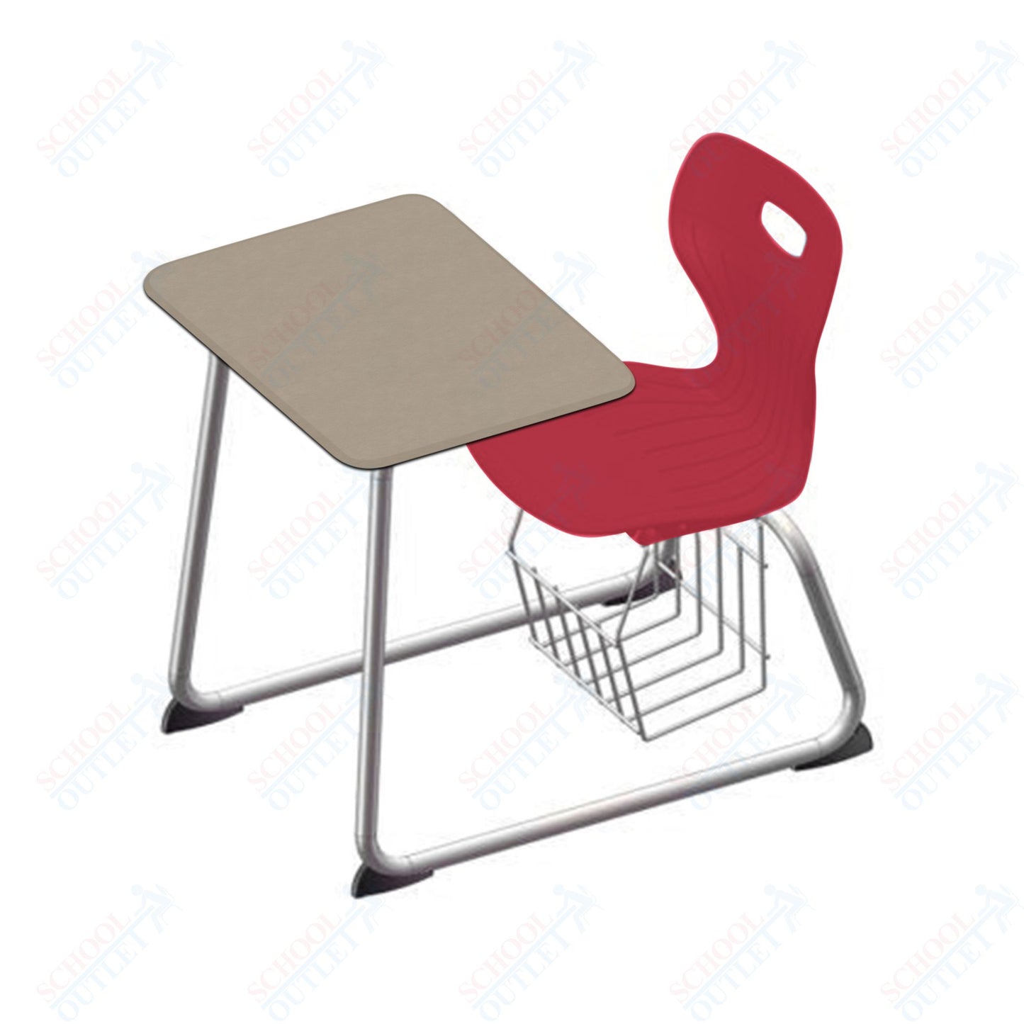 USA Capitol Euroflex 16" Seat Height Sled Combo Desks with Book Basket Hard Palstic Top (USC-3016HP)