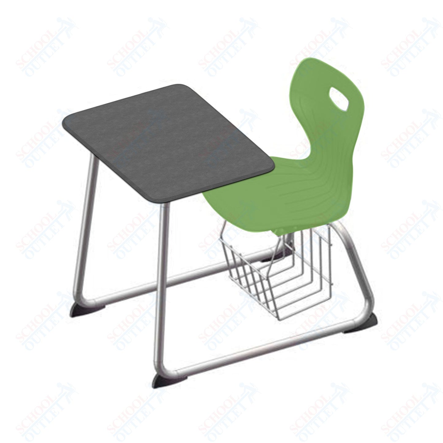 USA Capitol Euroflex 16" Seat Height Sled Combo Desks with Book Basket Hard Palstic Top (USC-3016HP)