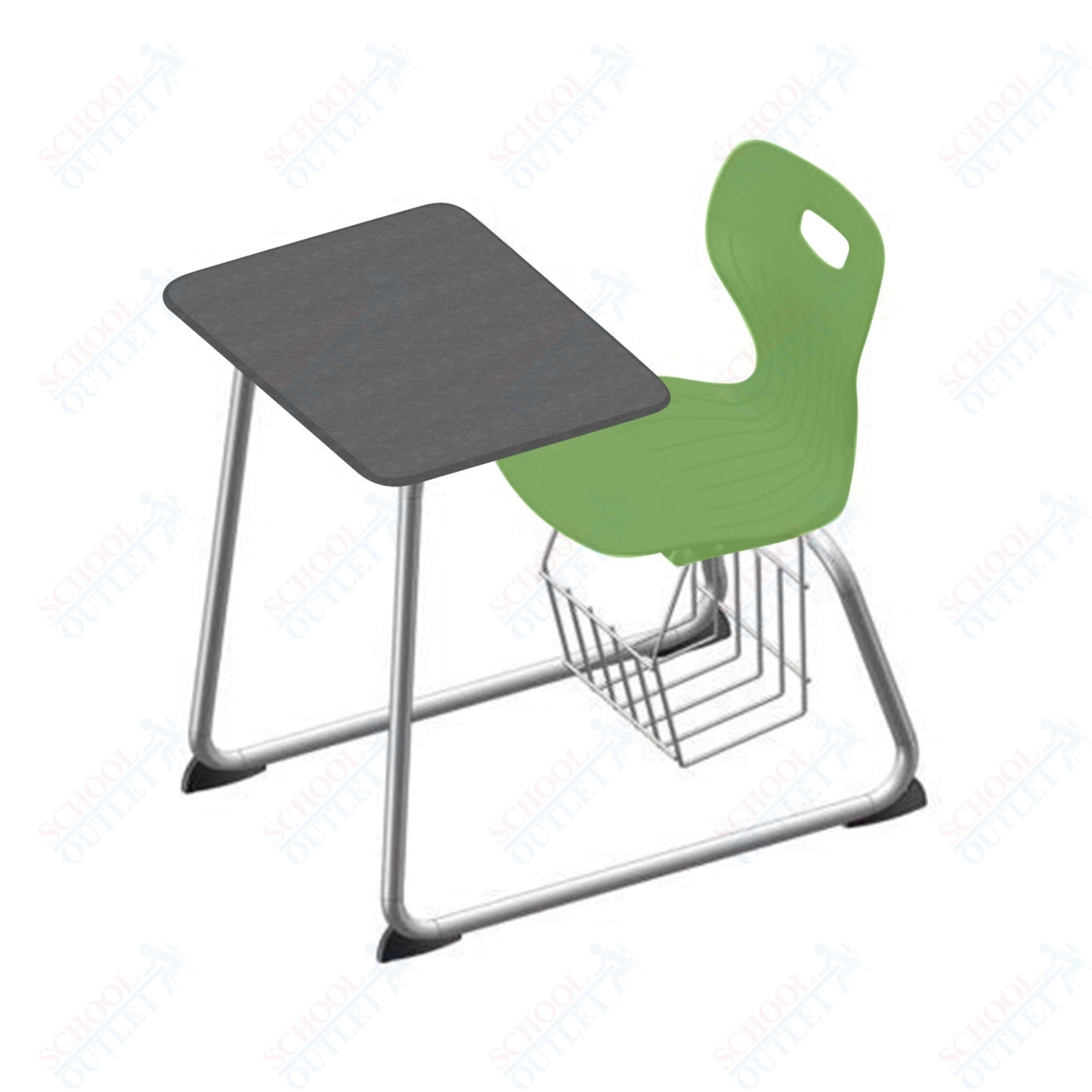 USA Capitol Euroflex 16" Seat Height Sled Combo Desks with Book Basket Hard Palstic Top (USC-3016HP)