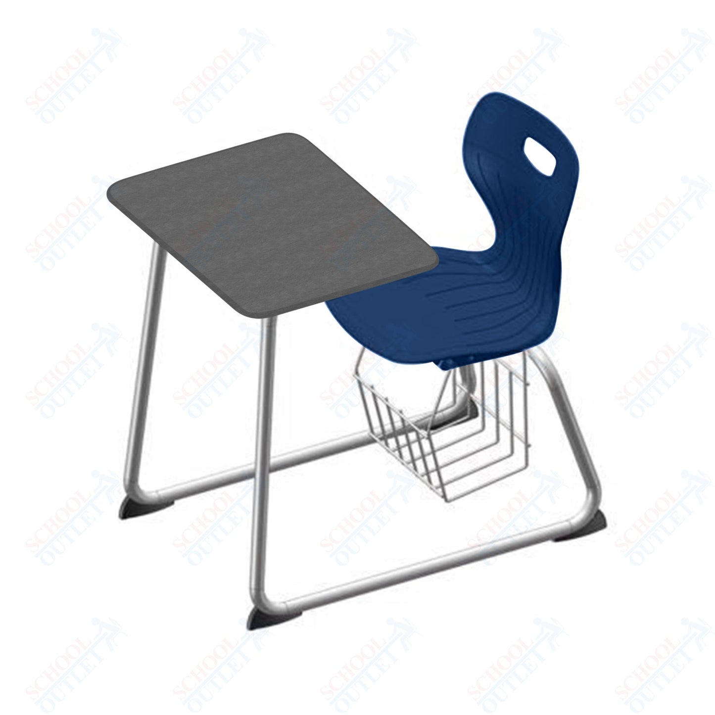 USA Capitol Euroflex 16" Seat Height Sled Combo Desks with Book Basket Hard Palstic Top (USC-3016HP)