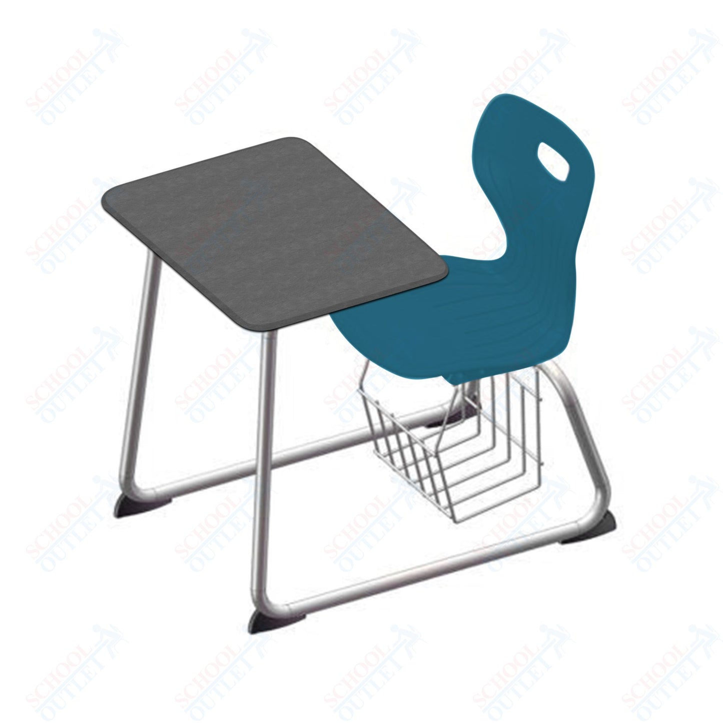 USA Capitol Euroflex 16" Seat Height Sled Combo Desks with Book Basket Hard Palstic Top (USC-3016HP)